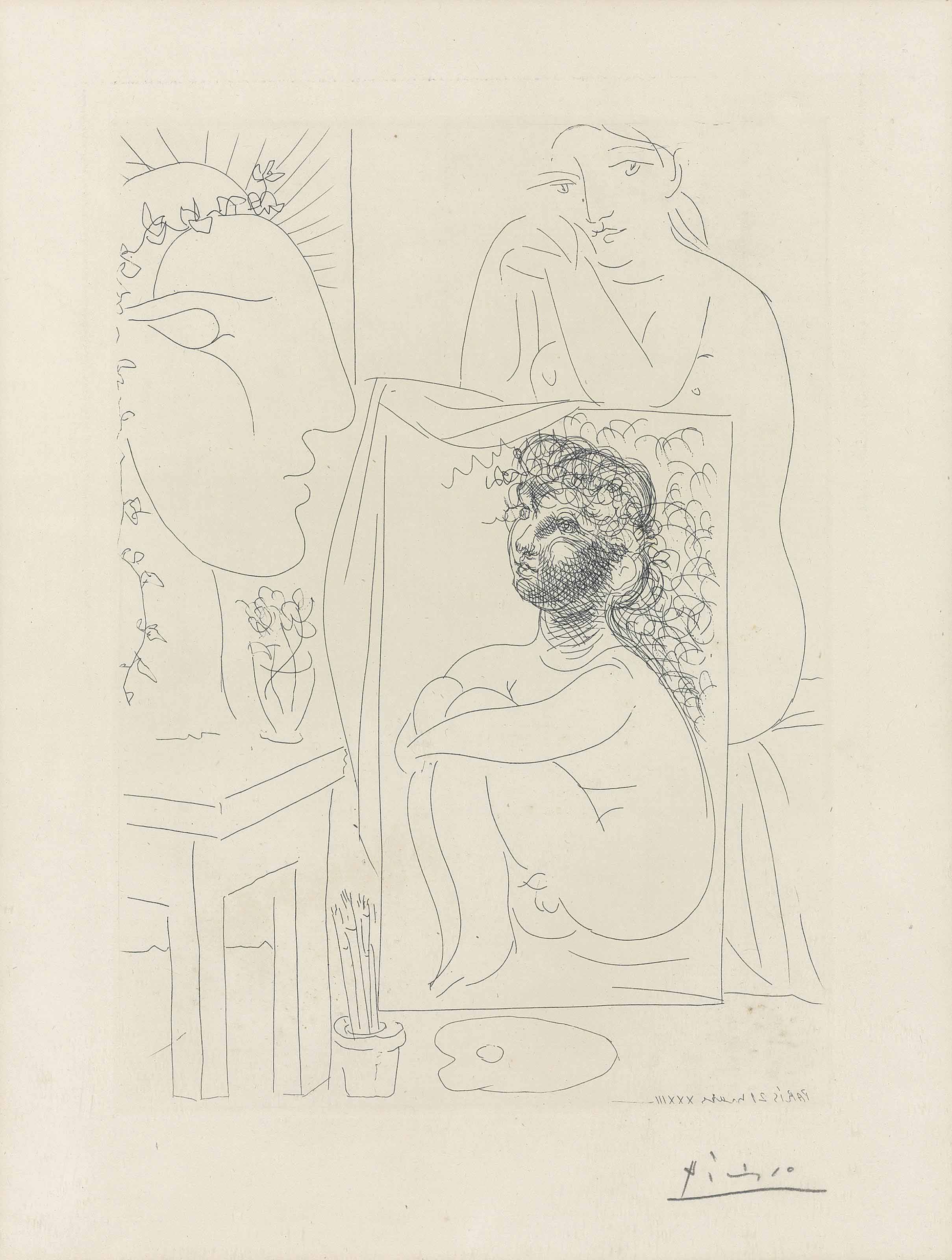 Pablo Picasso — Модель, выполненная в виде картины, из "Сюиты Воллар" (B. 151; Ba. 303)
