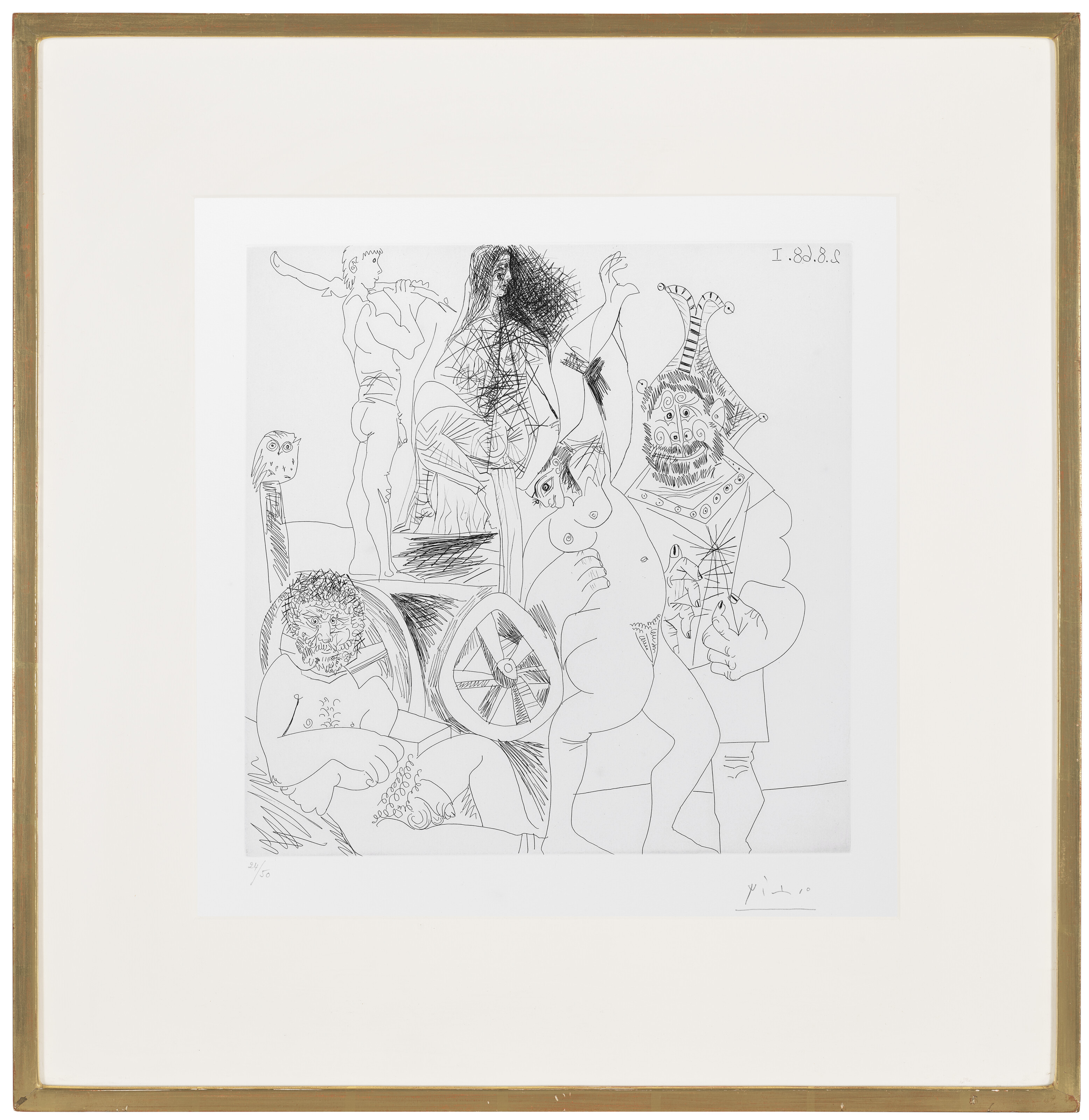 Pablo Picasso — Привал для комедиантов на колесах, когда они спят и наряжаются в наряды для молодой женщины, из "Ла Сери 347", изображение 2