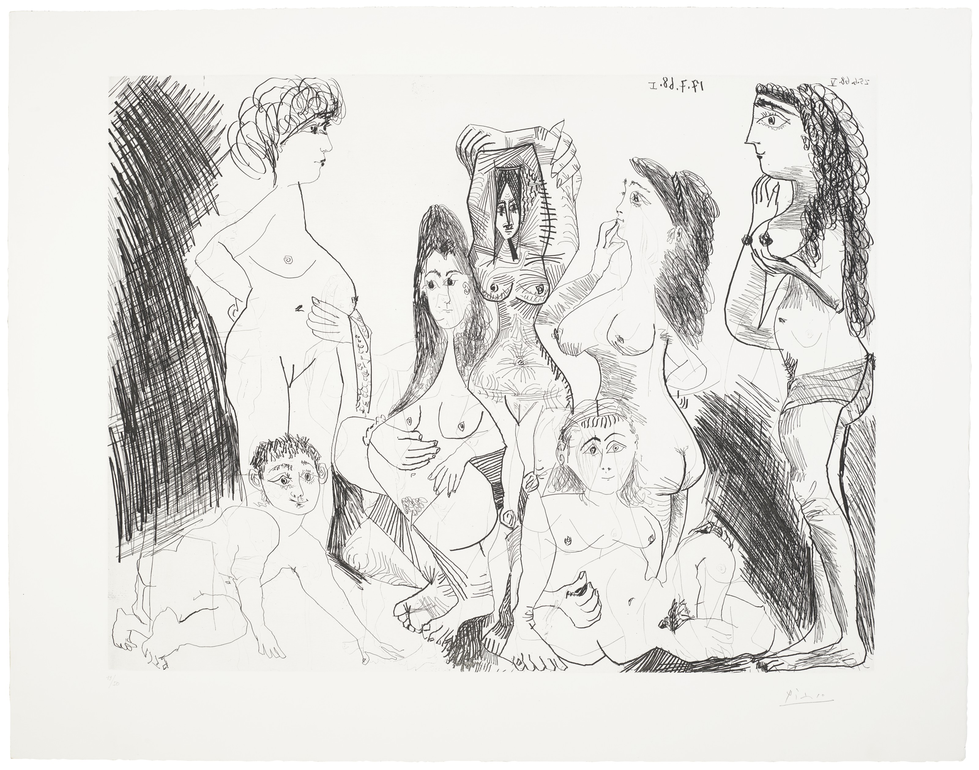 Pablo Picasso — Прогулка по полям: встреча импрессионистов на траве, из "Ла Сери 347", изображение 13