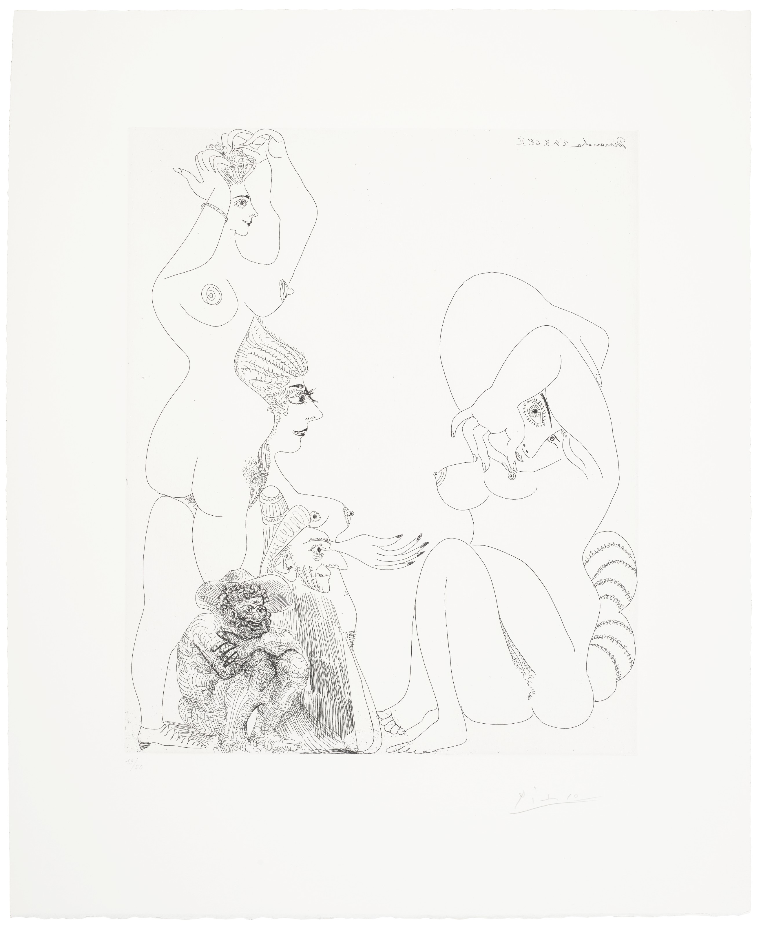 Pablo Picasso — Прогулка по полям: встреча импрессионистов на траве, из "Ла Сери 347", изображение 4