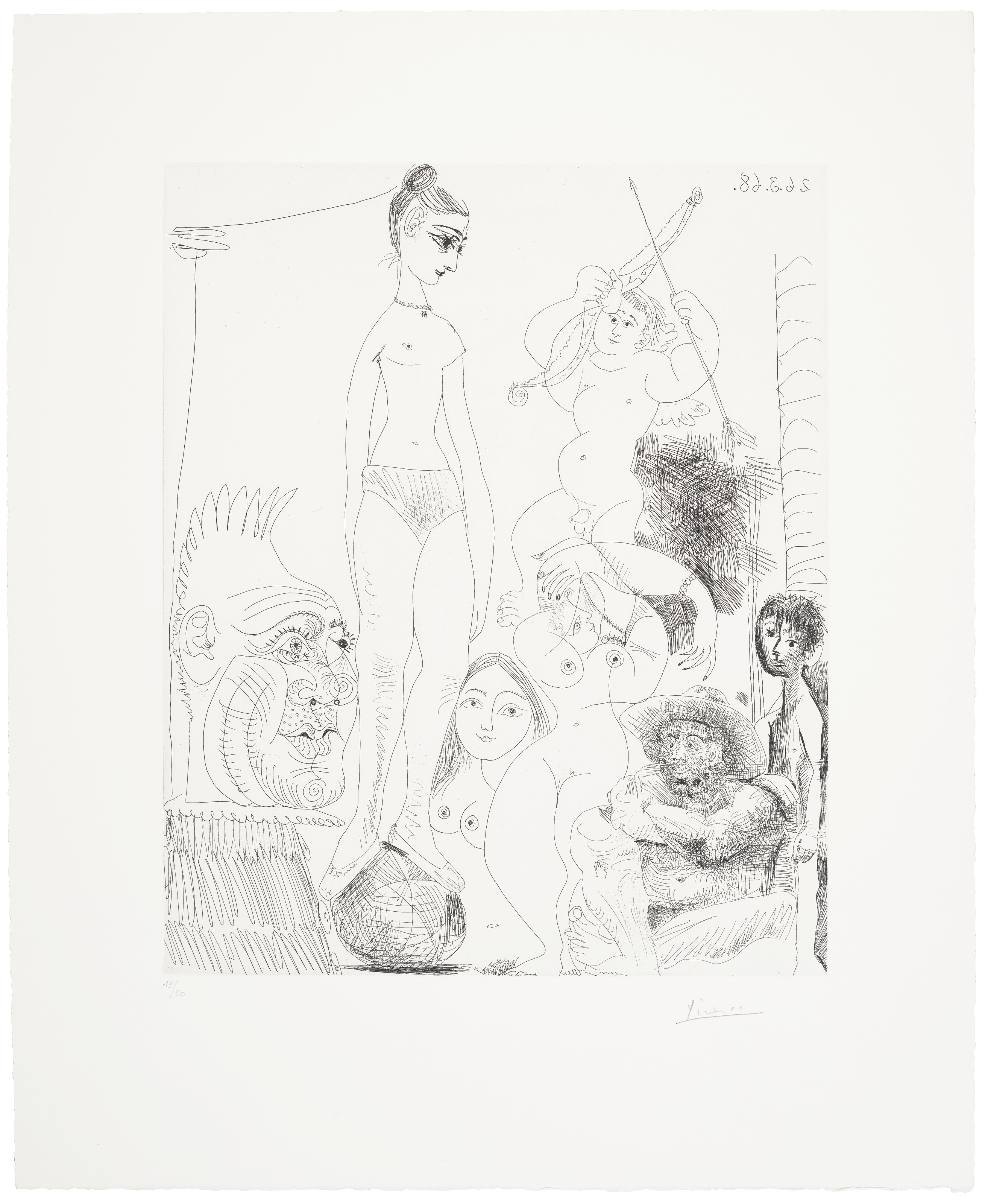 Pablo Picasso — Прогулка по полям: встреча импрессионистов на траве, из "Ла Сери 347", изображение 5