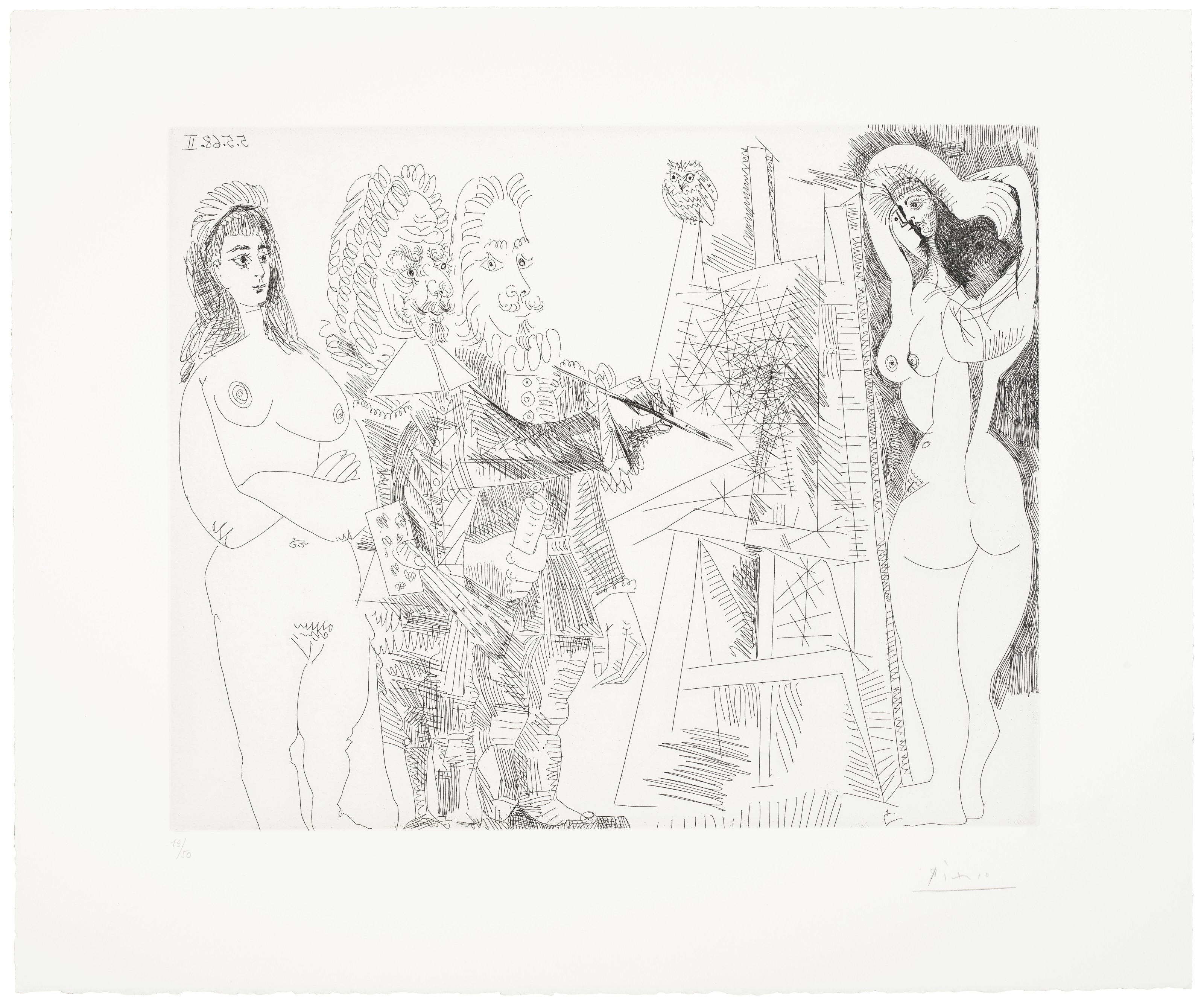 Pablo Picasso — Прогулка по полям: встреча импрессионистов на траве, из "Ла Сери 347", изображение 7