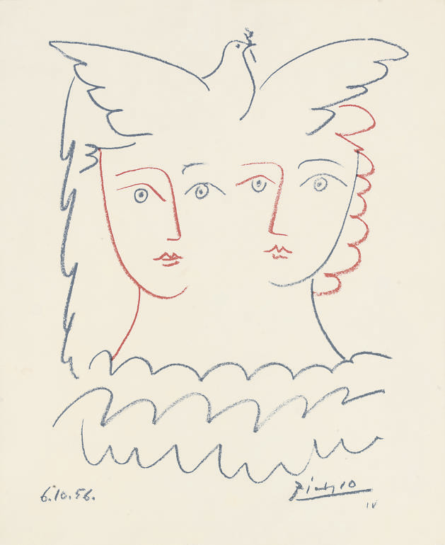 Pablo Picasso — Двое женщин и один Коломб IV