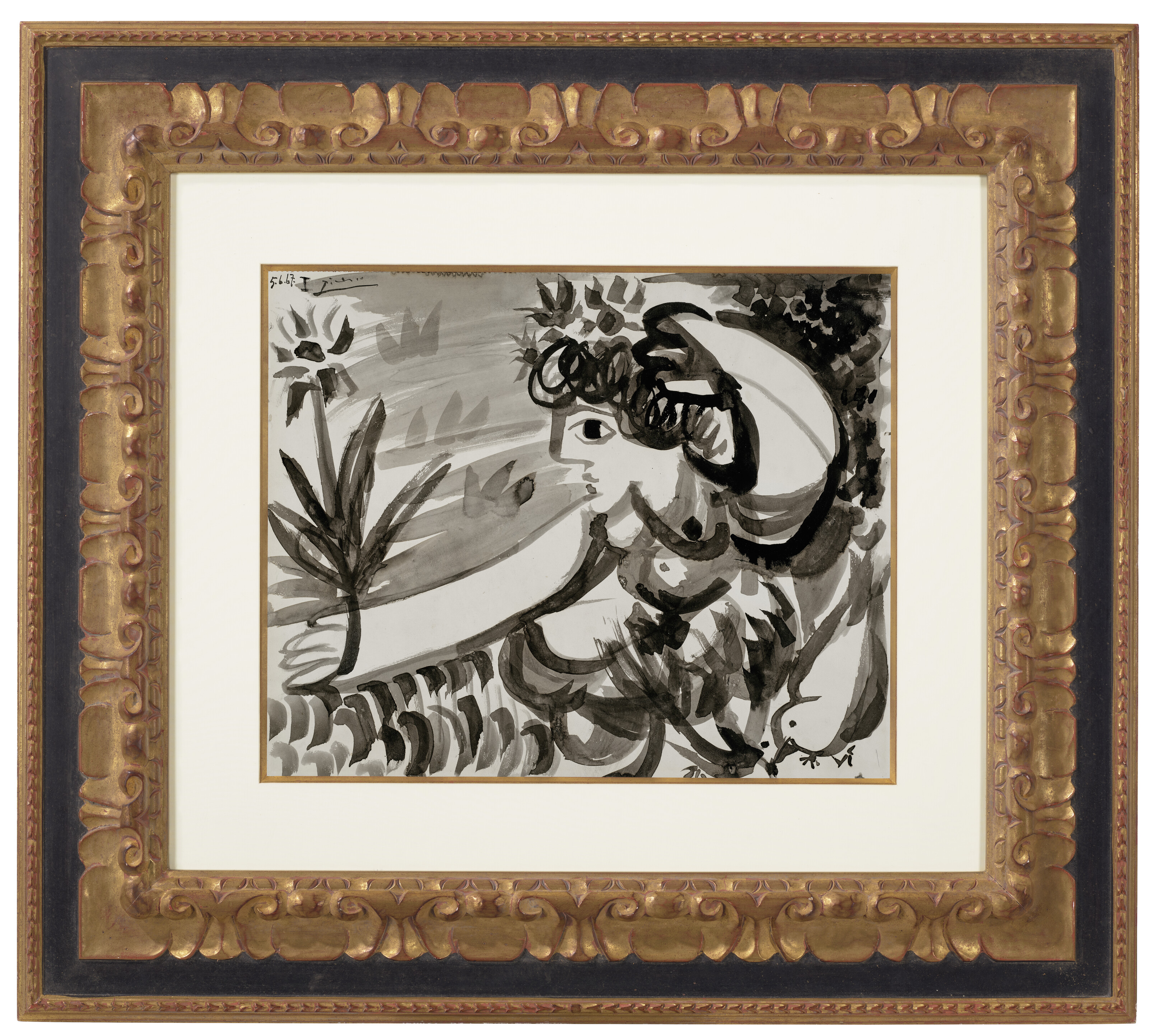 Pablo Picasso — Женщина, цветы и изюм (спереди); Трое мужчин (сзади), изображение 3
