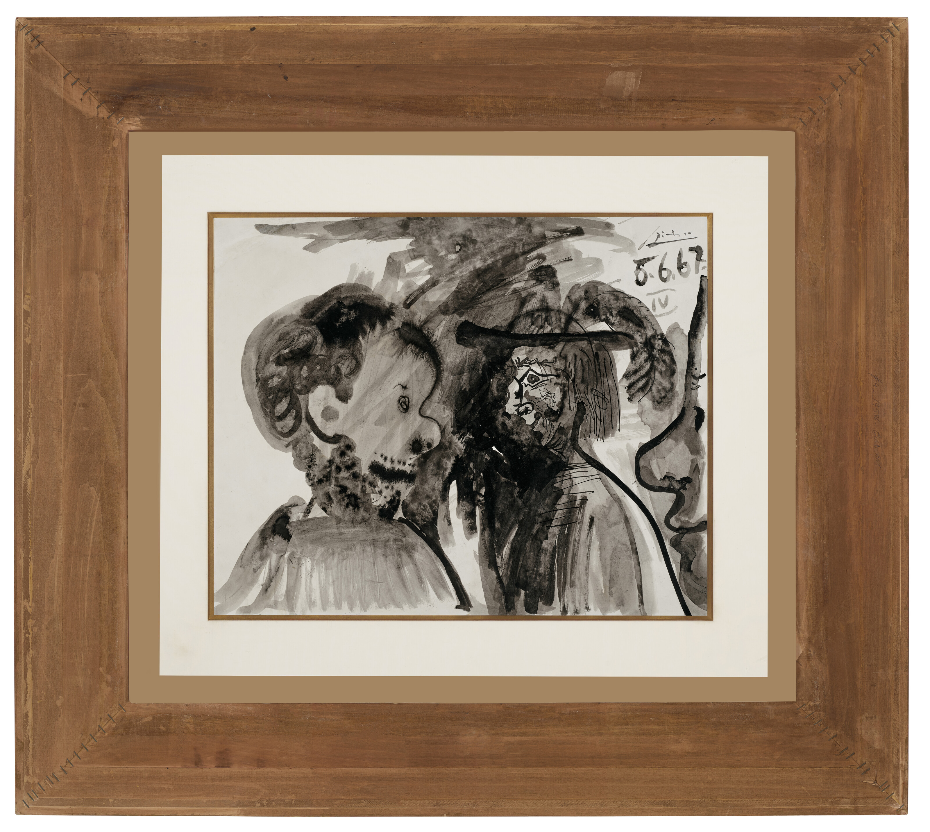 Pablo Picasso — Женщина, цветы и изюм (спереди); Трое мужчин (сзади), изображение 4