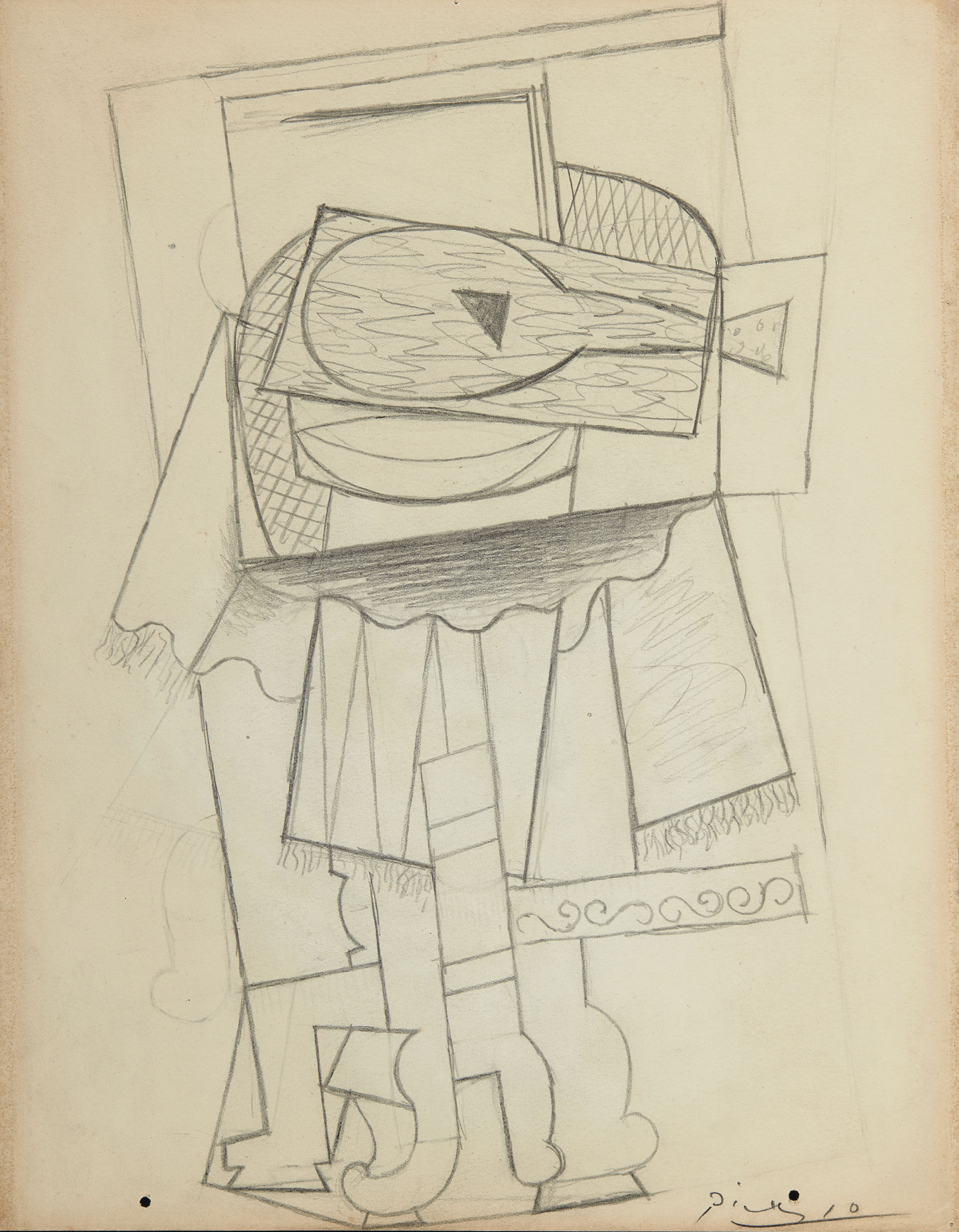 Pablo Picasso — Сердце (правая сторона); Гитара в руках (оборотная сторона), изображение 2