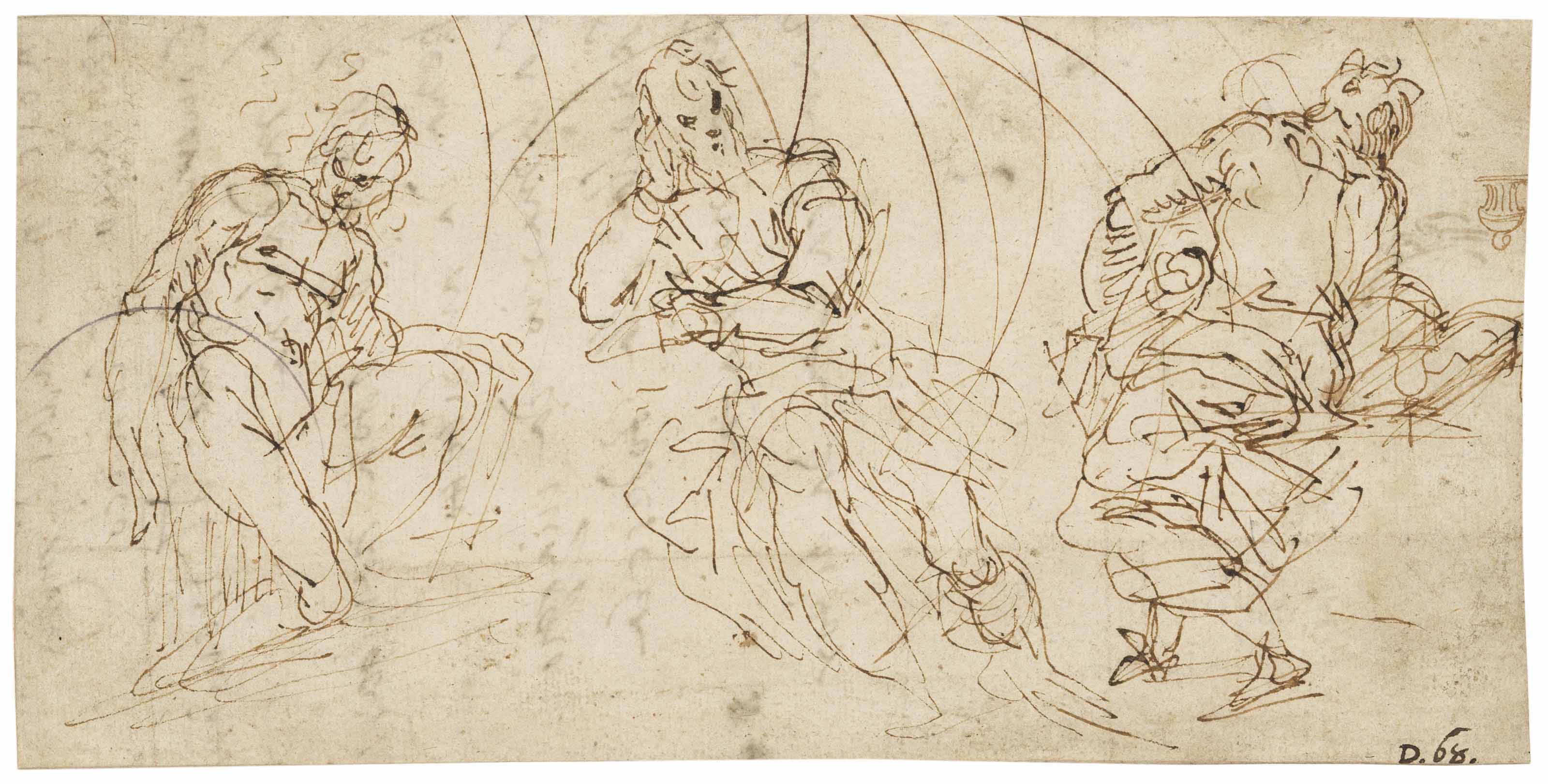 Paolo Veronese — Исследования сидящих мужчин, один из которых читает книгу, изображение 2