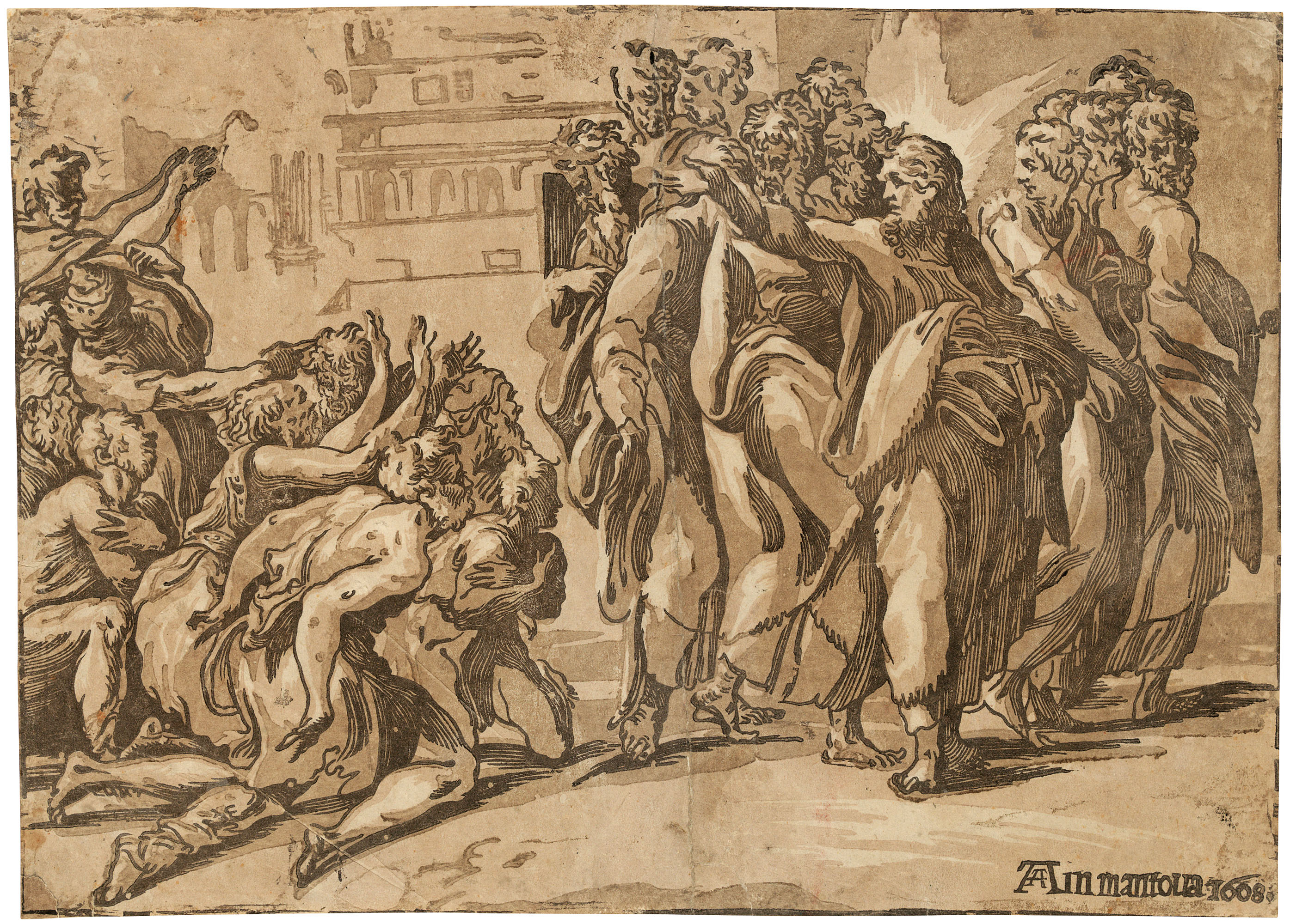 Parmigianino — Христос исцеляет прокаженных