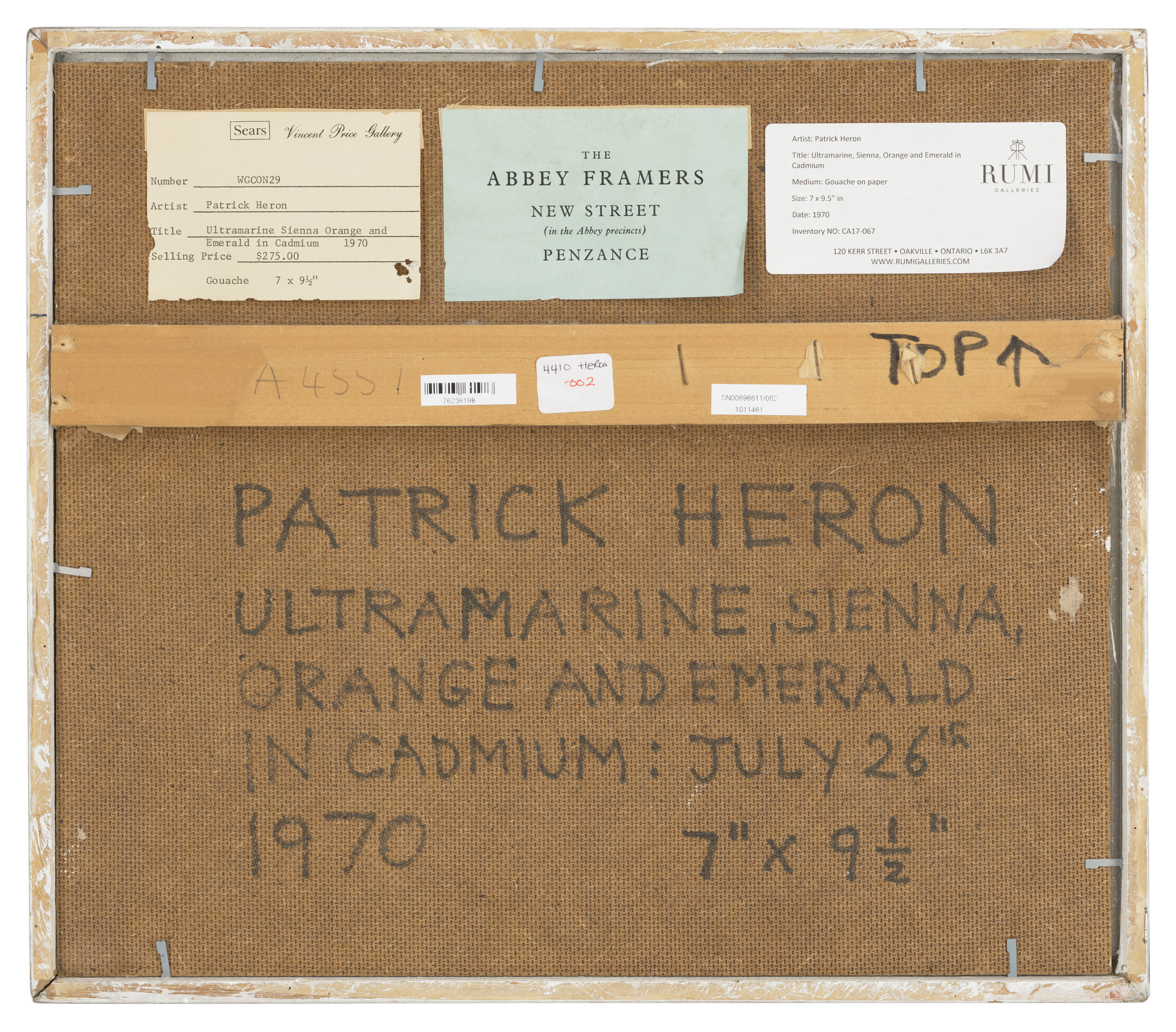 Patrick Heron — УЛЬТРАМАРИН, СИЕНА, АПЕЛЬСИН И ИЗУМРУД В КАДМИИ : 26 ИЮЛЯ 1970 ГОДА, изображение 3
