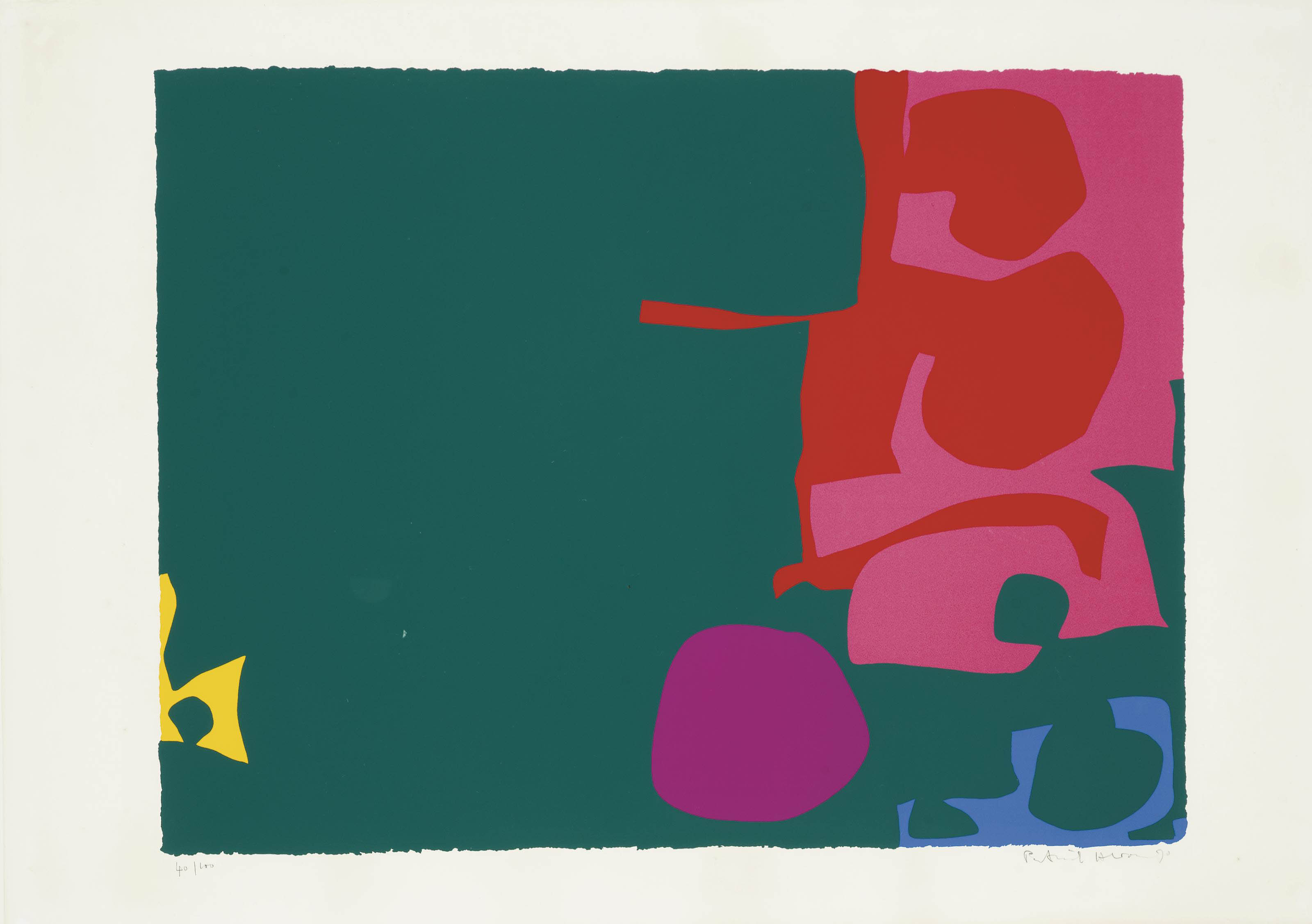Patrick Heron — Переплетение алого и розового в темно-зеленом