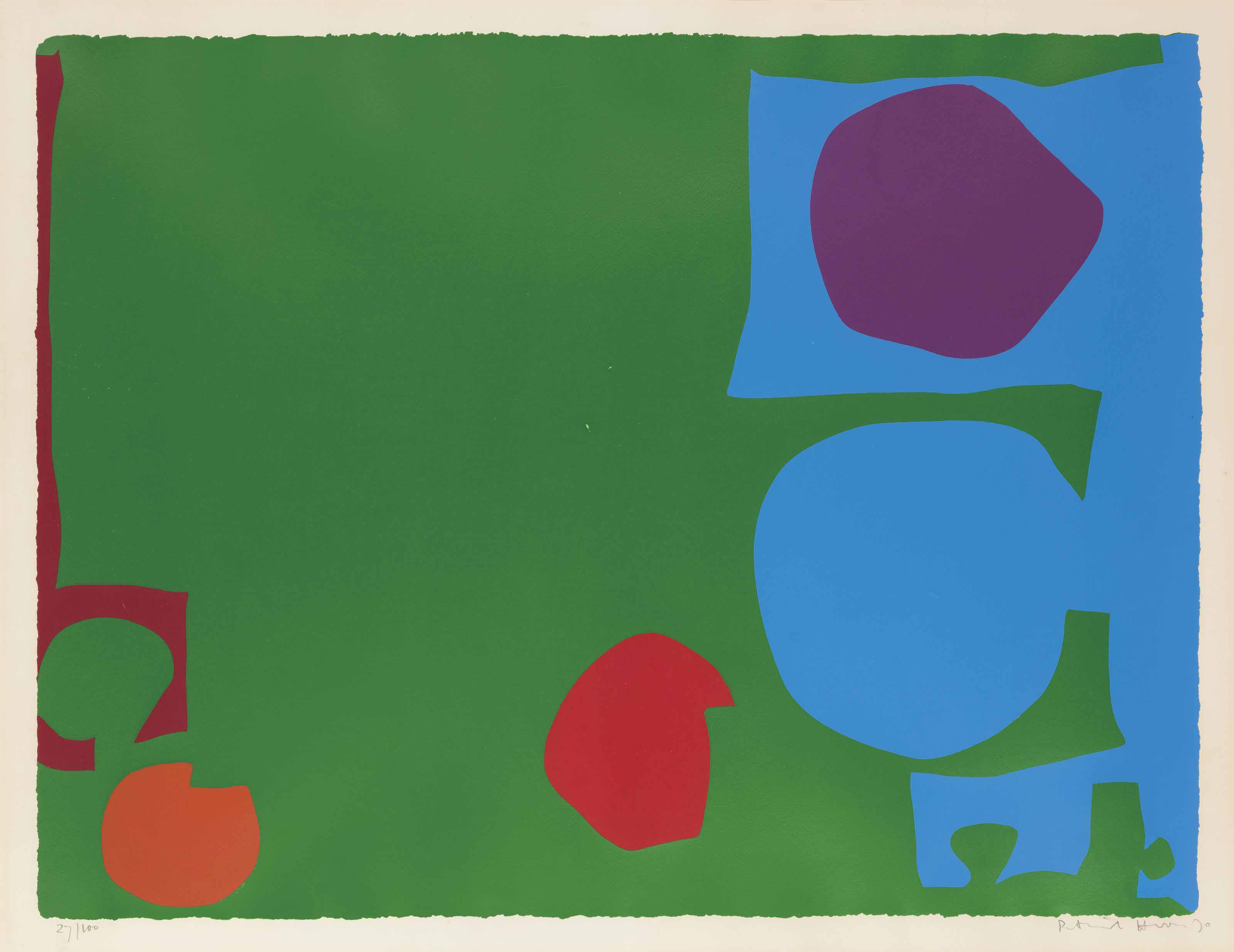 Patrick Heron — Три красных в зеленом и пурпурный в синем