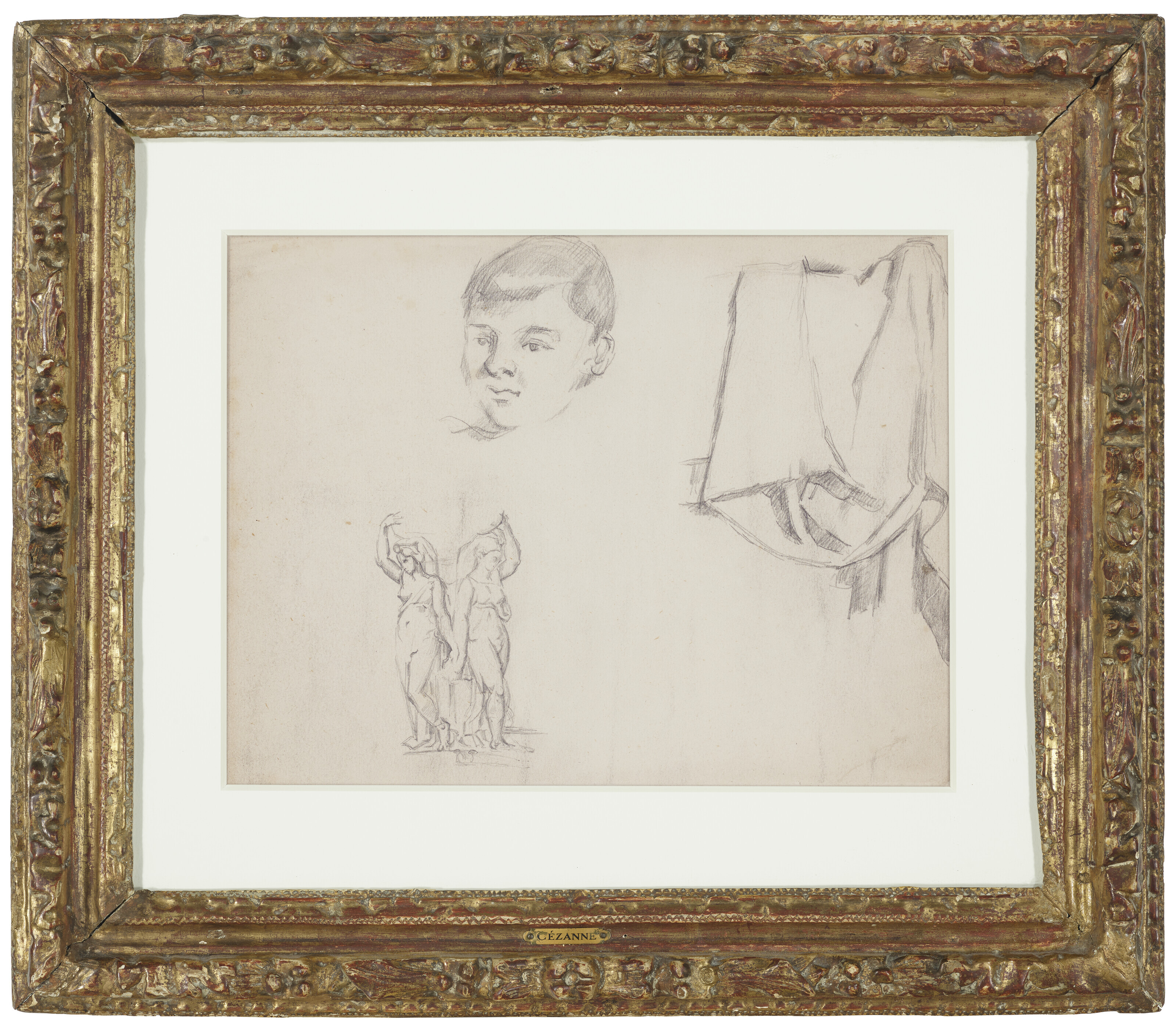Paul Cézanne — Этюд-фельетон (лицевая сторона) ; Три портрета Поля и этюды Апре Педро де Майи и Тинторета (оборотная сторона), изображение 3