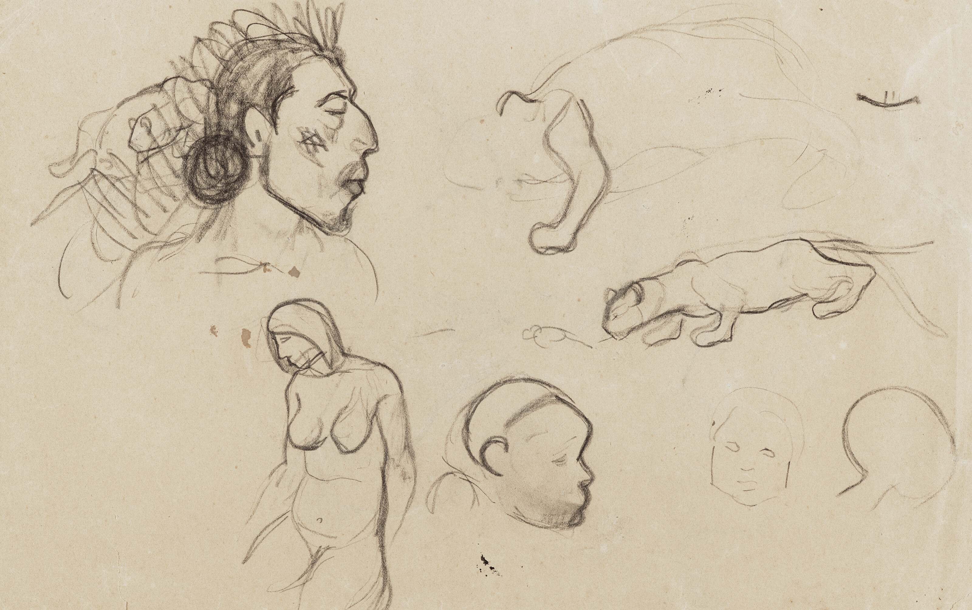 Paul Gauguin — Автопортрет из этюдов о женщинах и их разговорах (спереди); Этюды наедине, в сети и для взрослых (сзади)