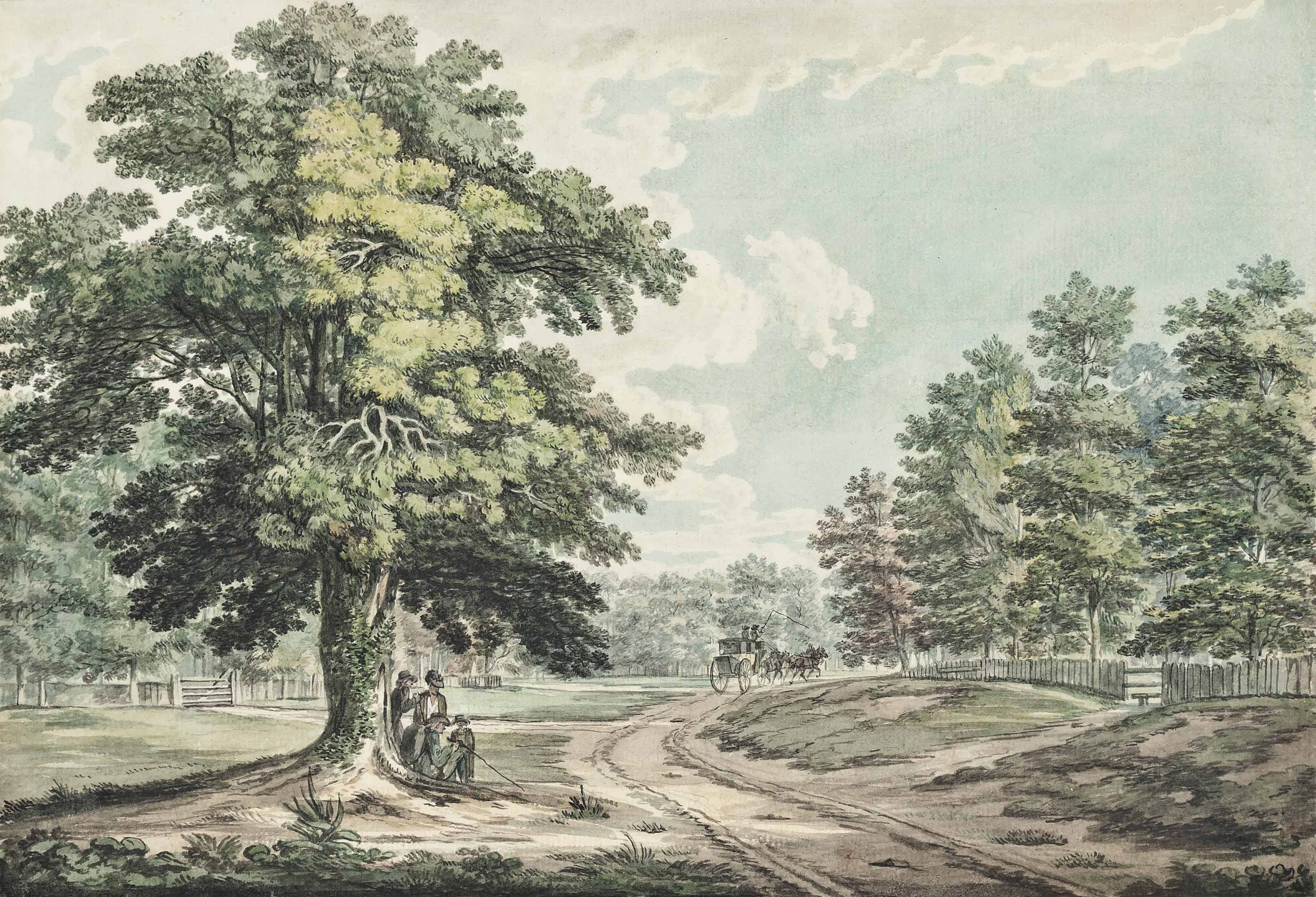Paul Sandby — Рядом с ветряной мельницей в Эппинг-Форест, Эссекс