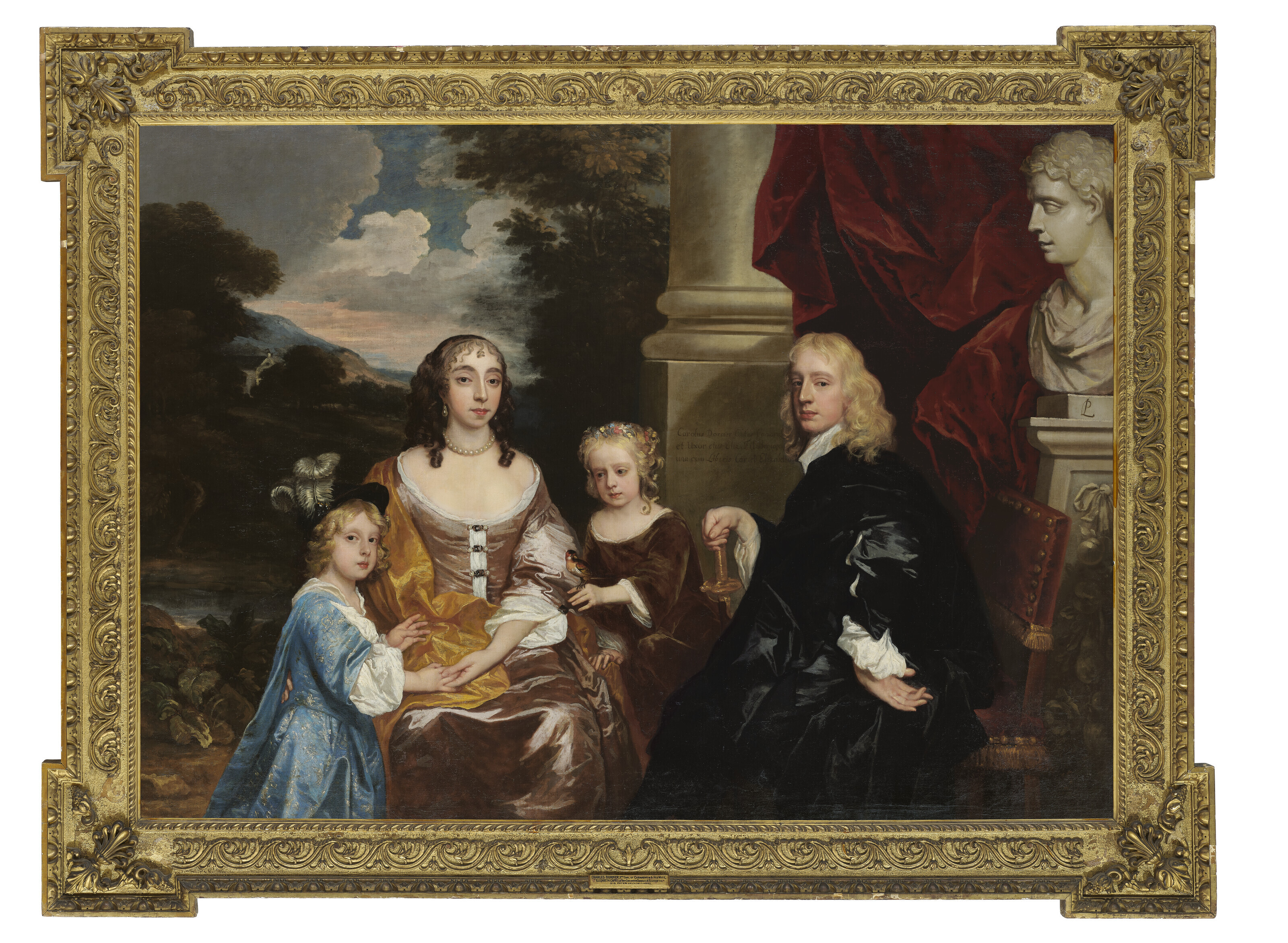 Peter Lely — Семья Карнарвон: групповой портрет Чарльза Дормера, 2-го графа Карнарвона (1632-1709), его жены Элизабет, урожденной достопочтенной. Элизабет Кейпел (1633-1678) и их дети Чарльз, виконт Аскотт (1652 - до 1673) и Элизабет, позже Элизабет Стэнхоуп, графиня Честерфилд (1653-1677)., изображение 2