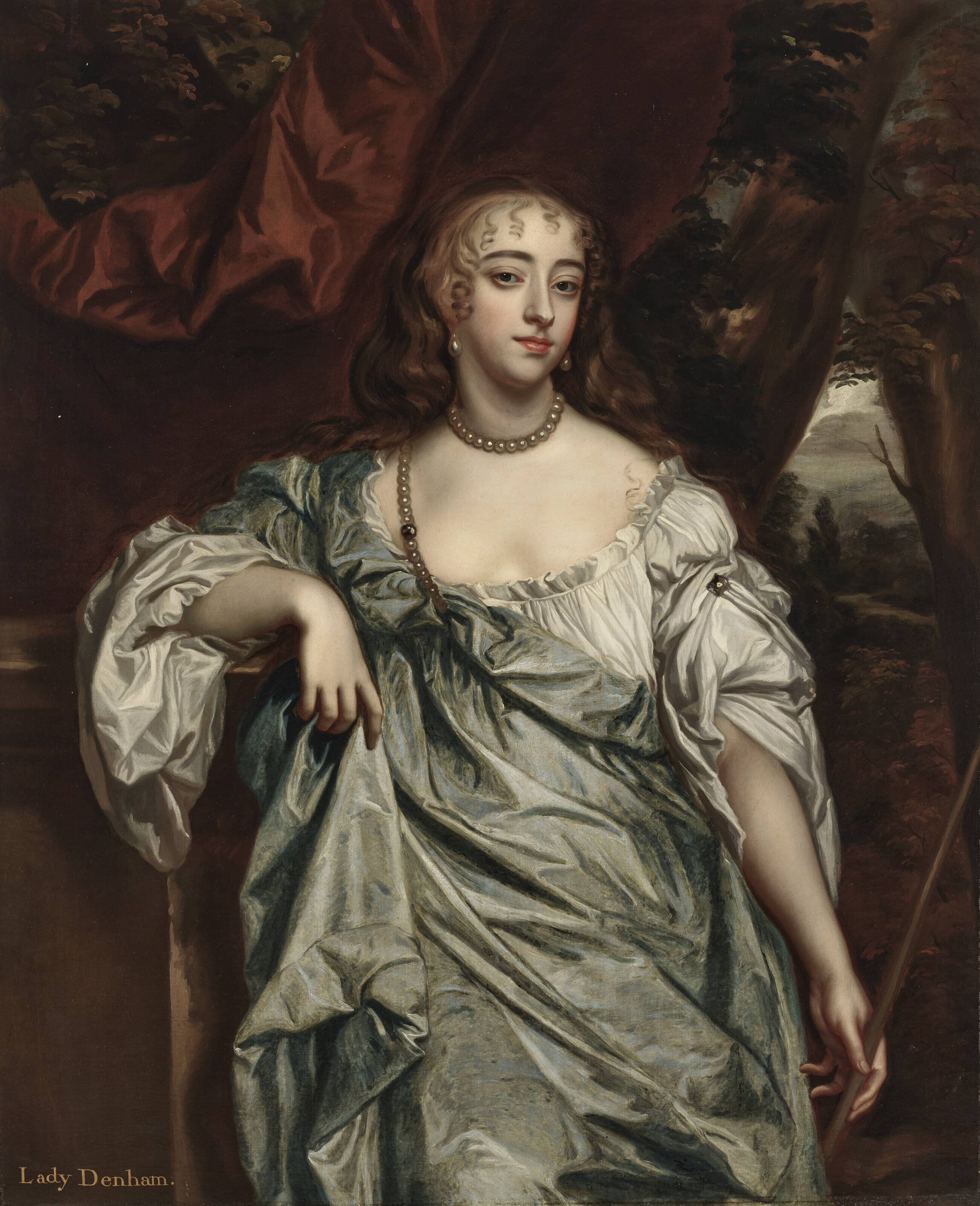 Peter Lely — Портрет Мэри Багот, графини Фалмутской и Дорсетской (1645-1679), в три четверти роста, в белой сорочке и синем плаще, изображение 2