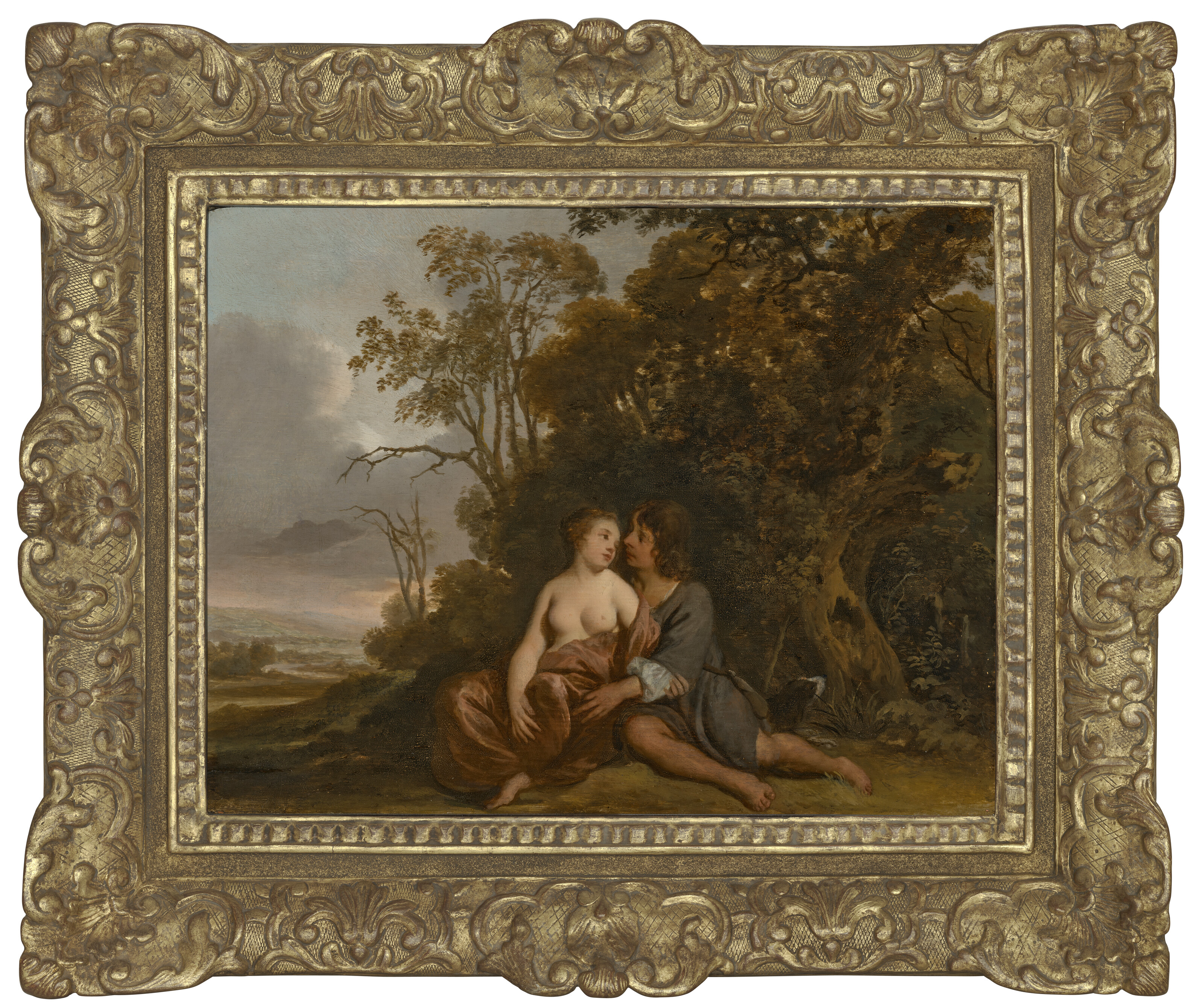 Peter Lely — Пастух и пастушка со своей собакой на фоне пейзажа, изображение 2