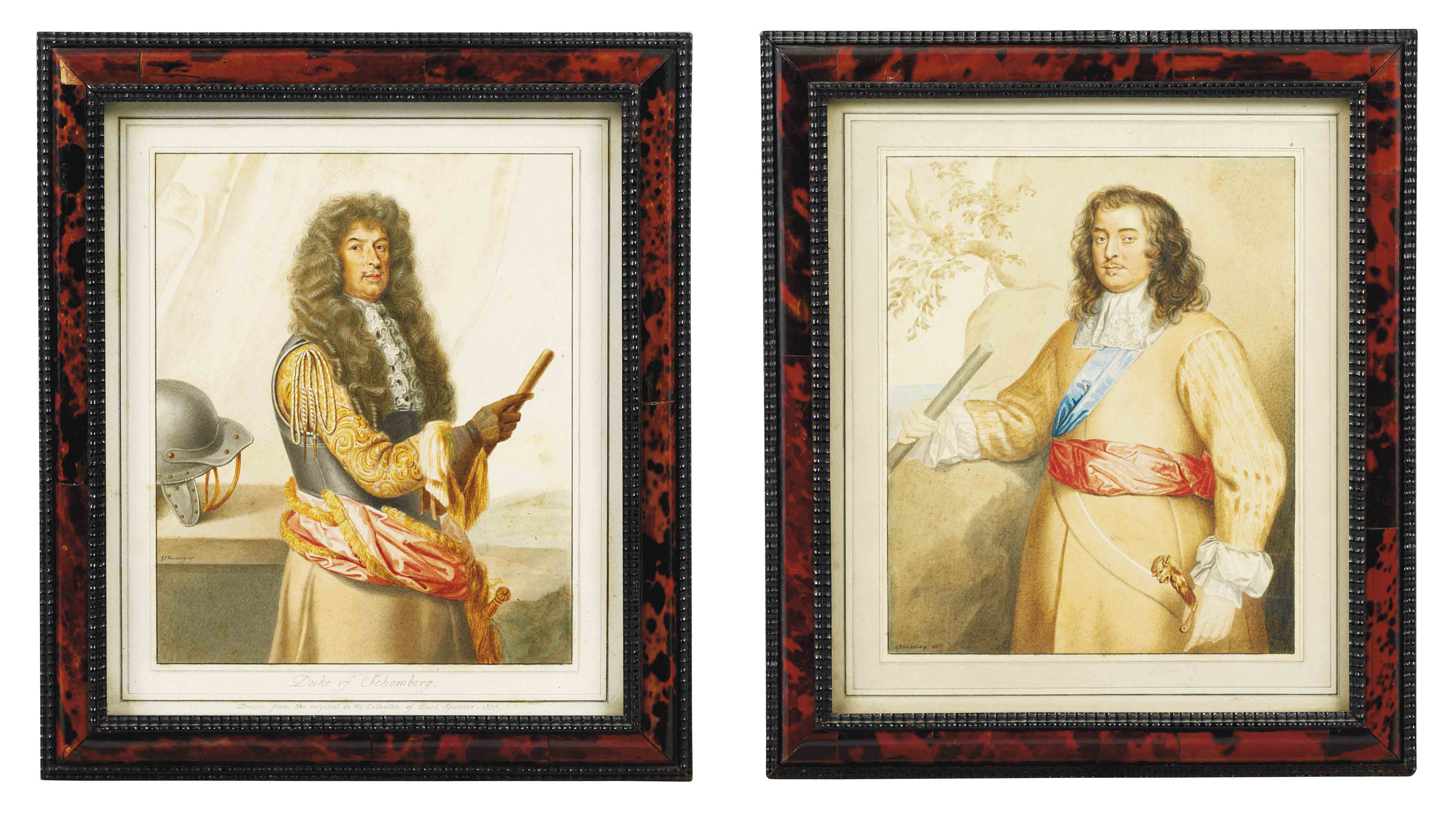 Peter Lely — Портрет герцога Шомберга (ок. 1615-1690), маленький, в три четверти, и портрет Джорджа Монка, графа Албемарля (1608-1670), маленький, в три четверти.