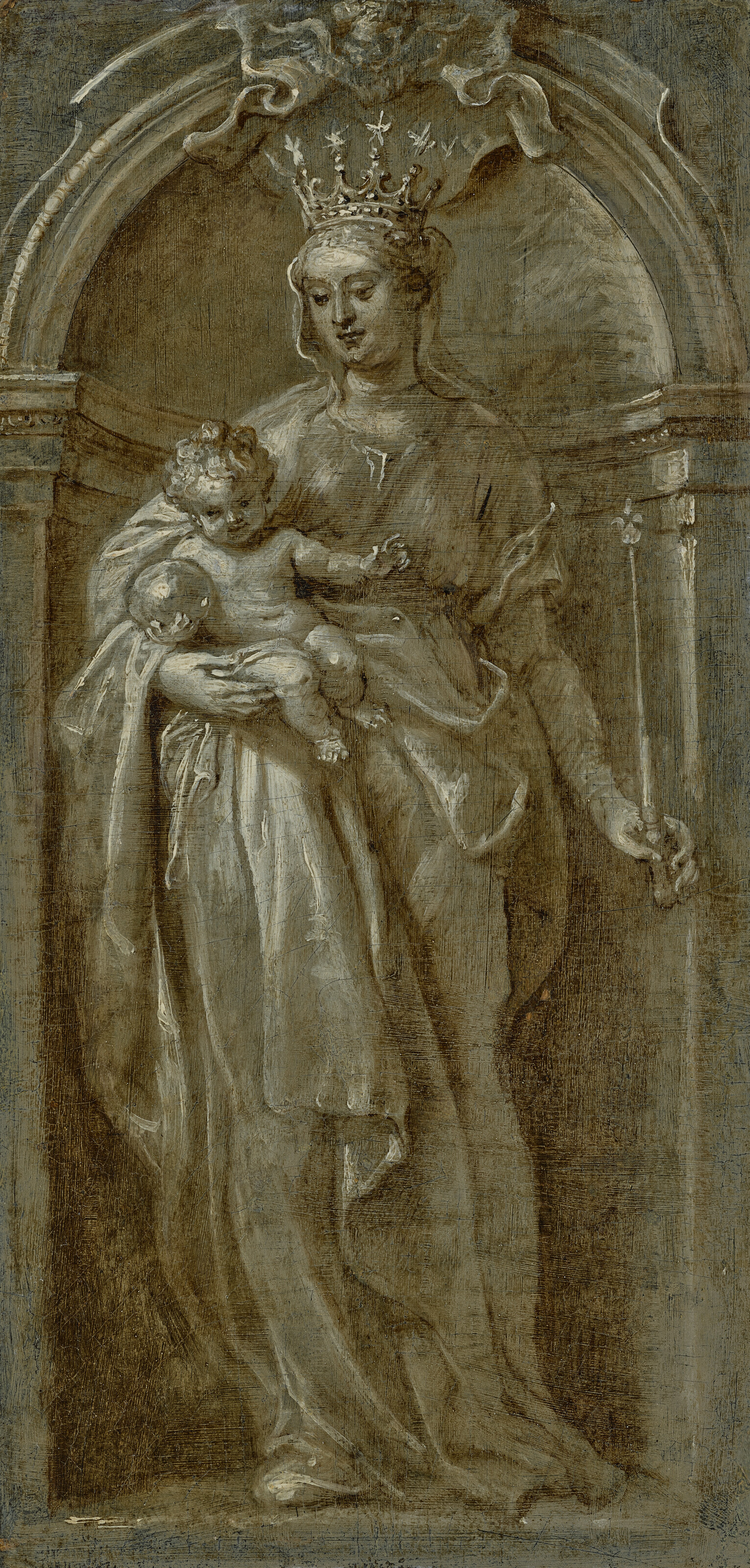 Peter Paul Rubens — Богородица с младенцем в нише - гризайль, изображение 1