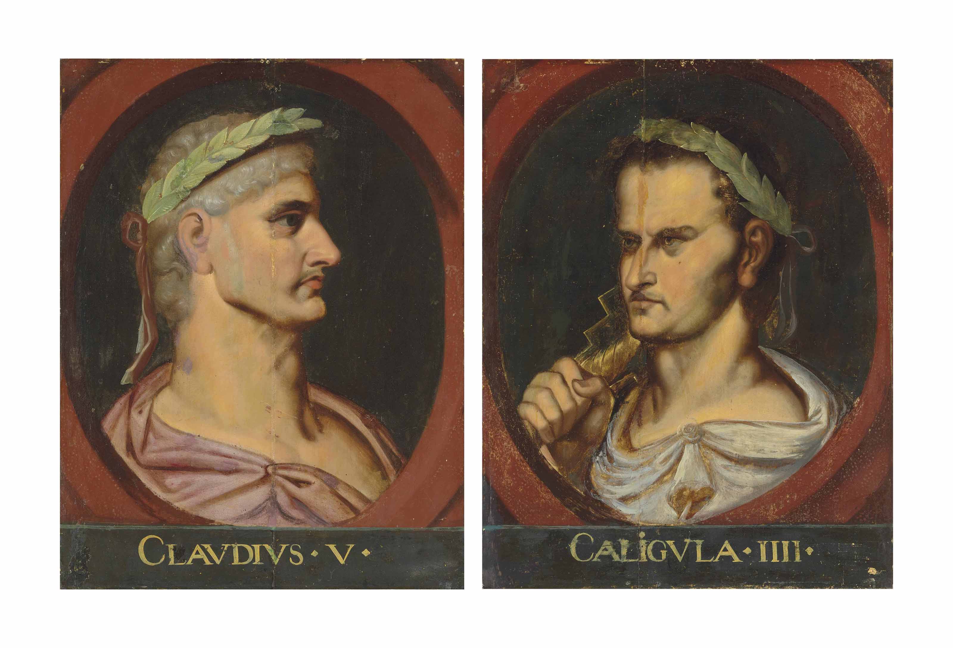Peter Paul Rubens — Император Клавдий и император Калигула, оба во весь рост, в раскрашенных овалах