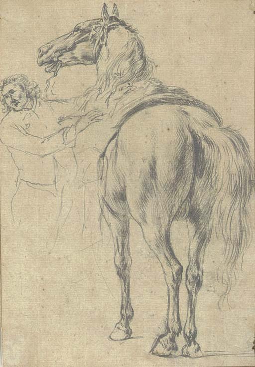 Philips Wouwerman — Мужчина садится на лошадь