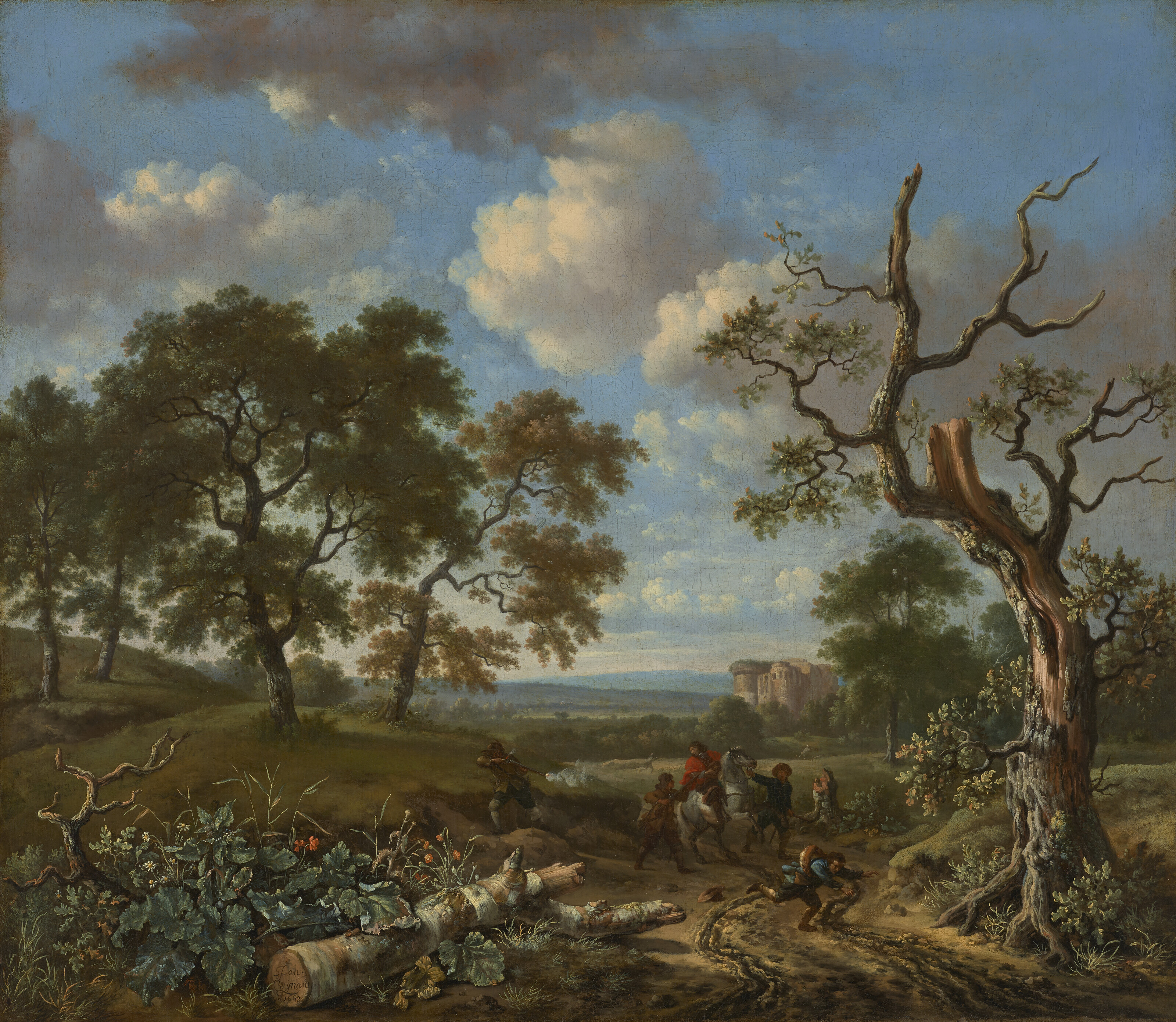 Philips Wouwerman — Пейзаж с разбойниками, нападающими на всадника