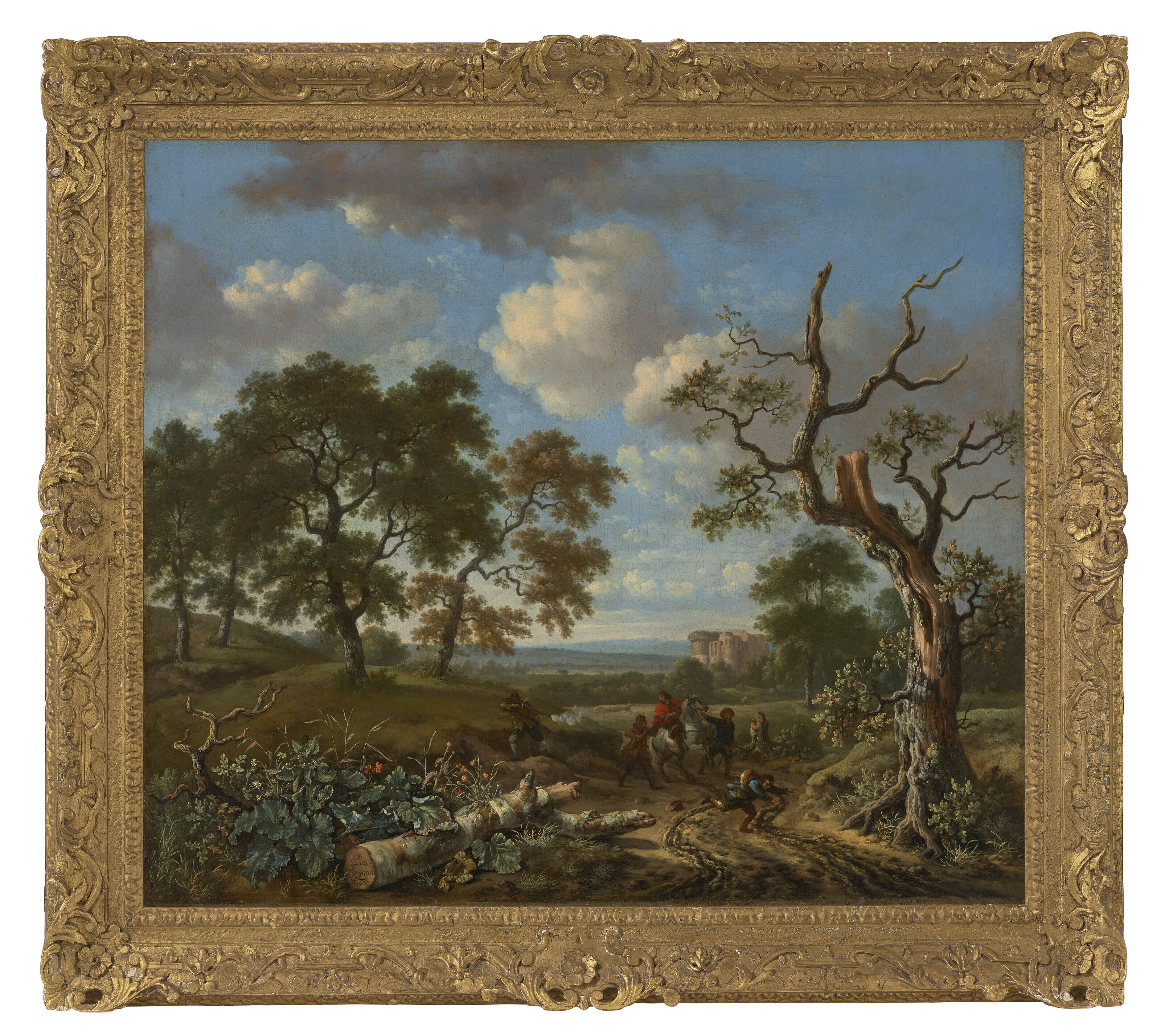 Philips Wouwerman — Пейзаж с разбойниками, нападающими на всадника, изображение 2