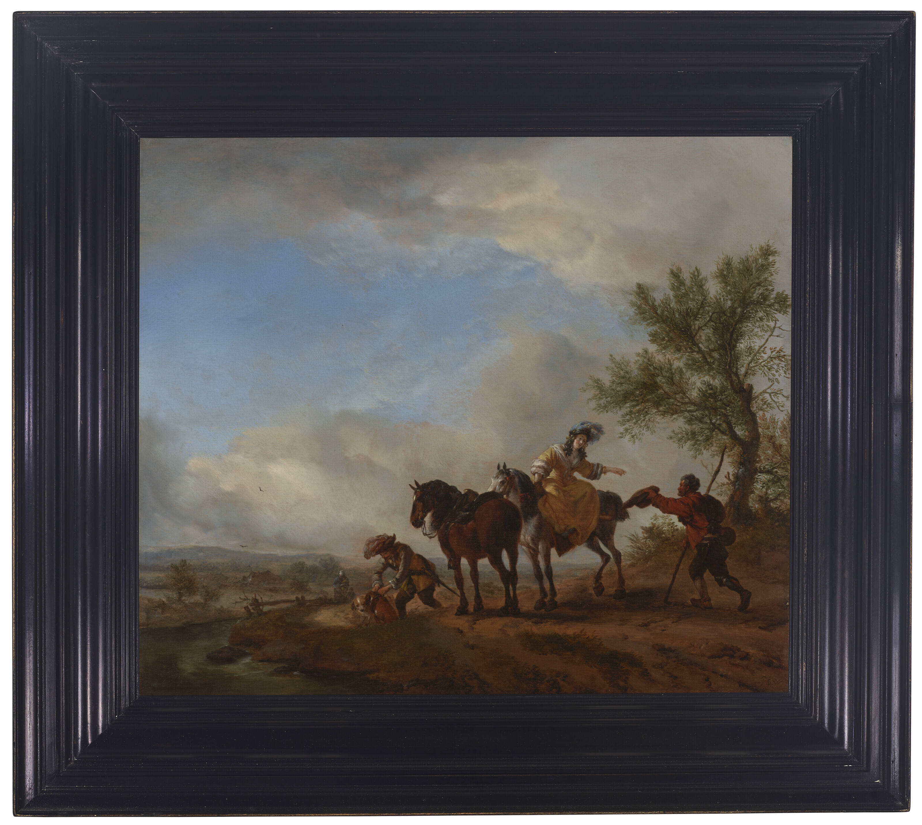Philips Wouwerman — Элегантная дама верхом на лошади подает милостыню, изображение 2