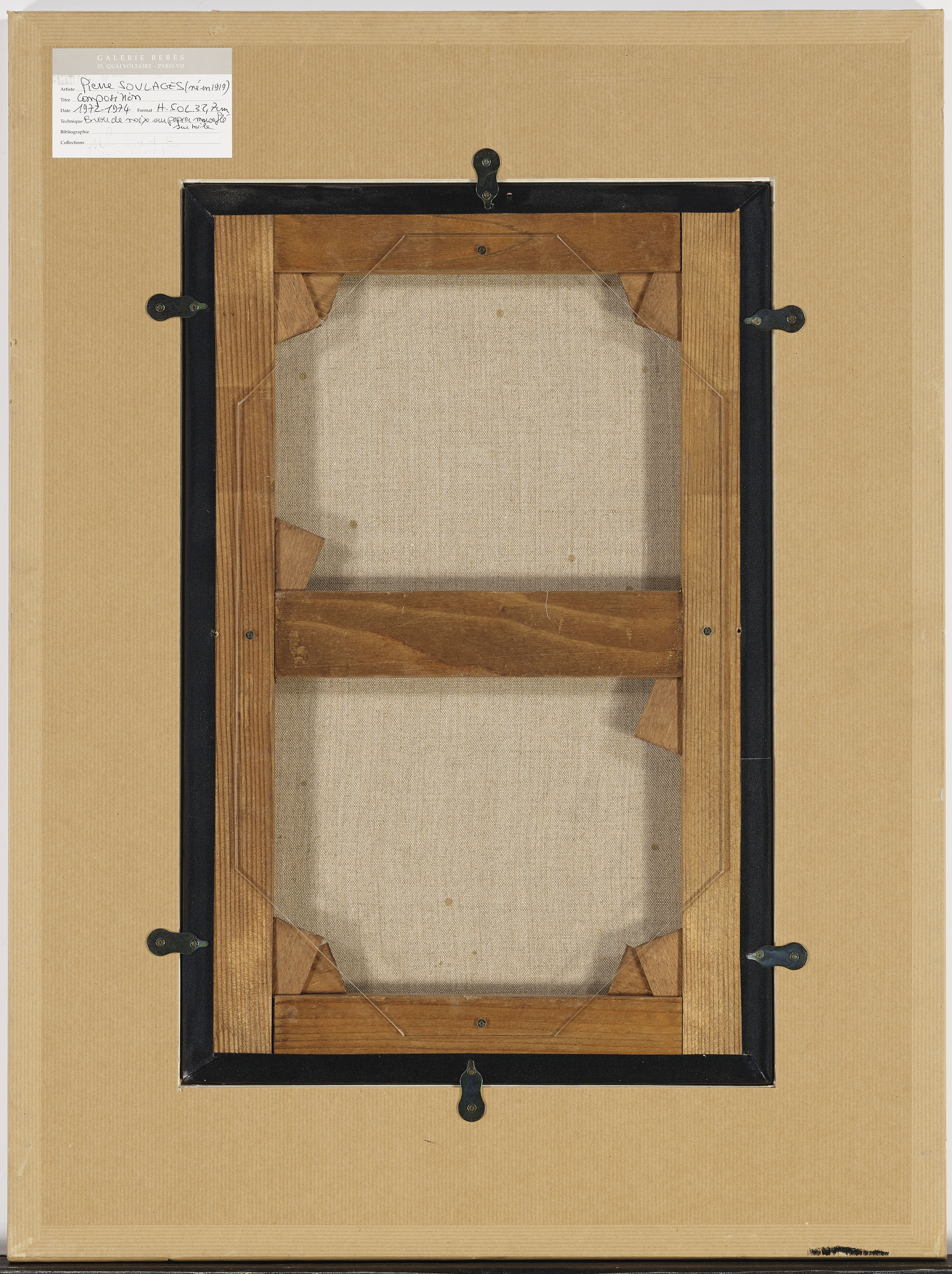 Pierre Soulages — Броу-де-нуа из папье-маше, 50 х 32,7 см, 1972-1974, изображение 2