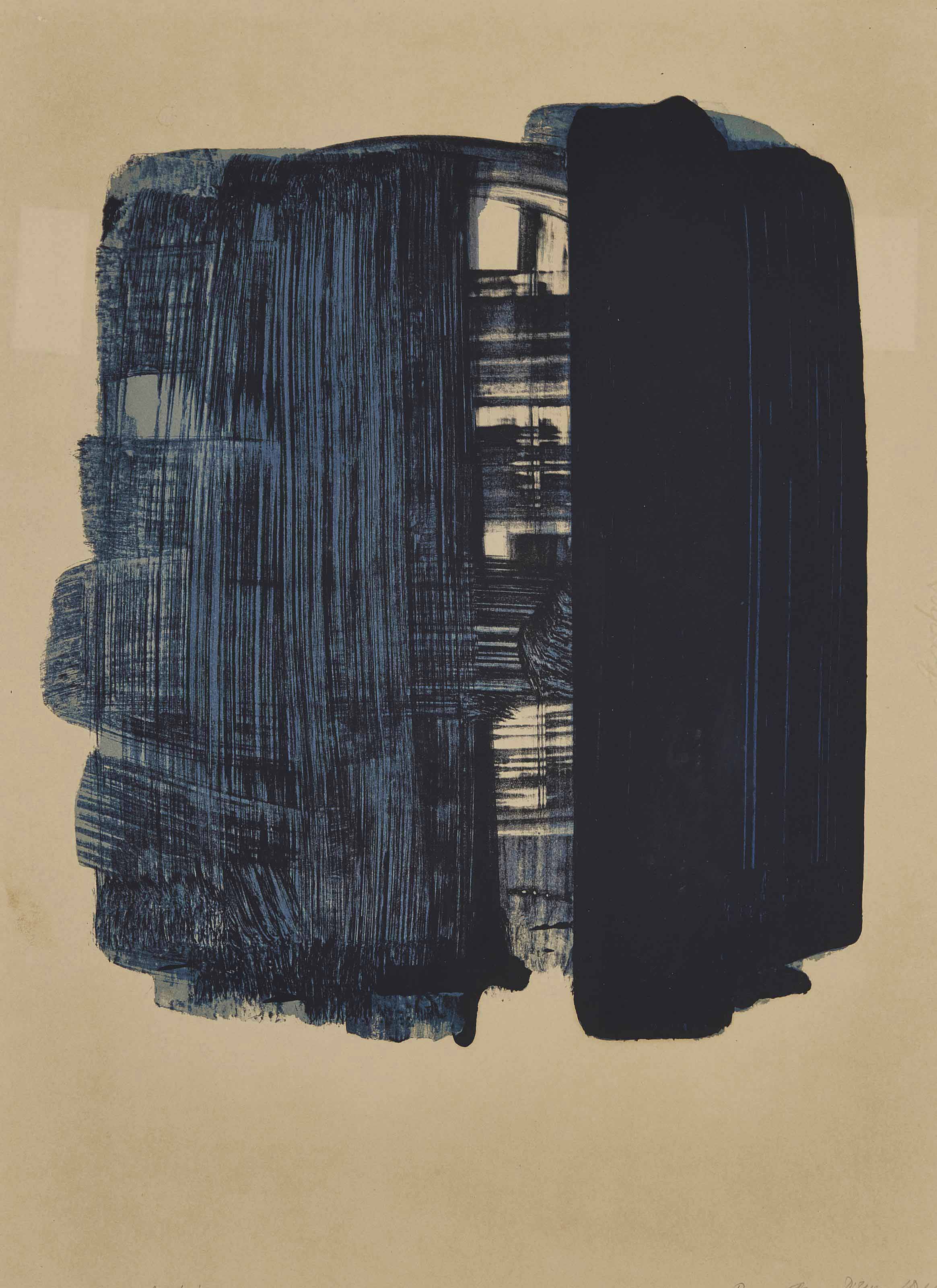 Pierre Soulages — Литография №33 (Энкреве - Миснер, 80; Ривьер Л., 33)