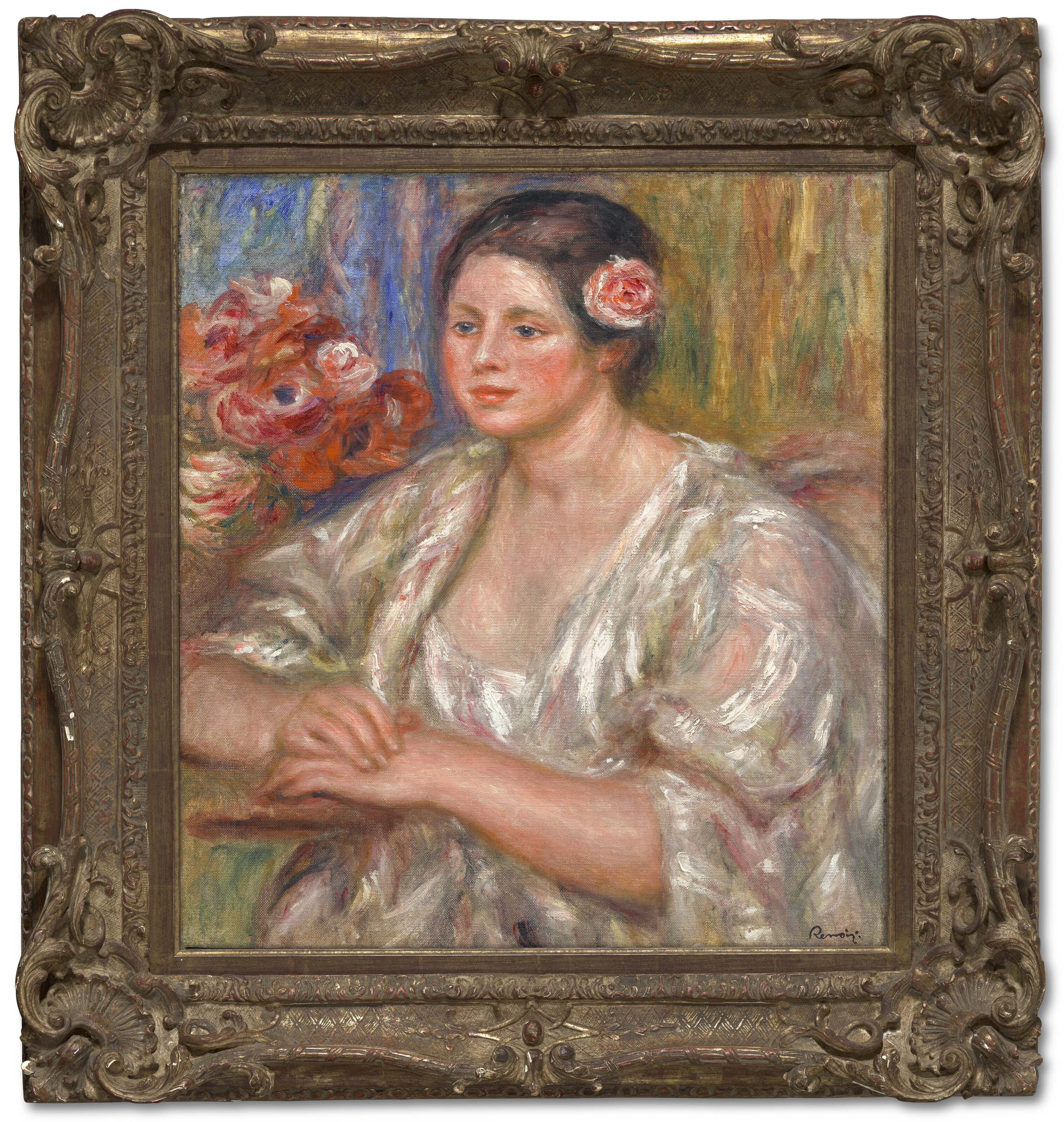 Pierre-Auguste Renoir — Мадлен с белым корсажем и букетом цветов, изображение 2