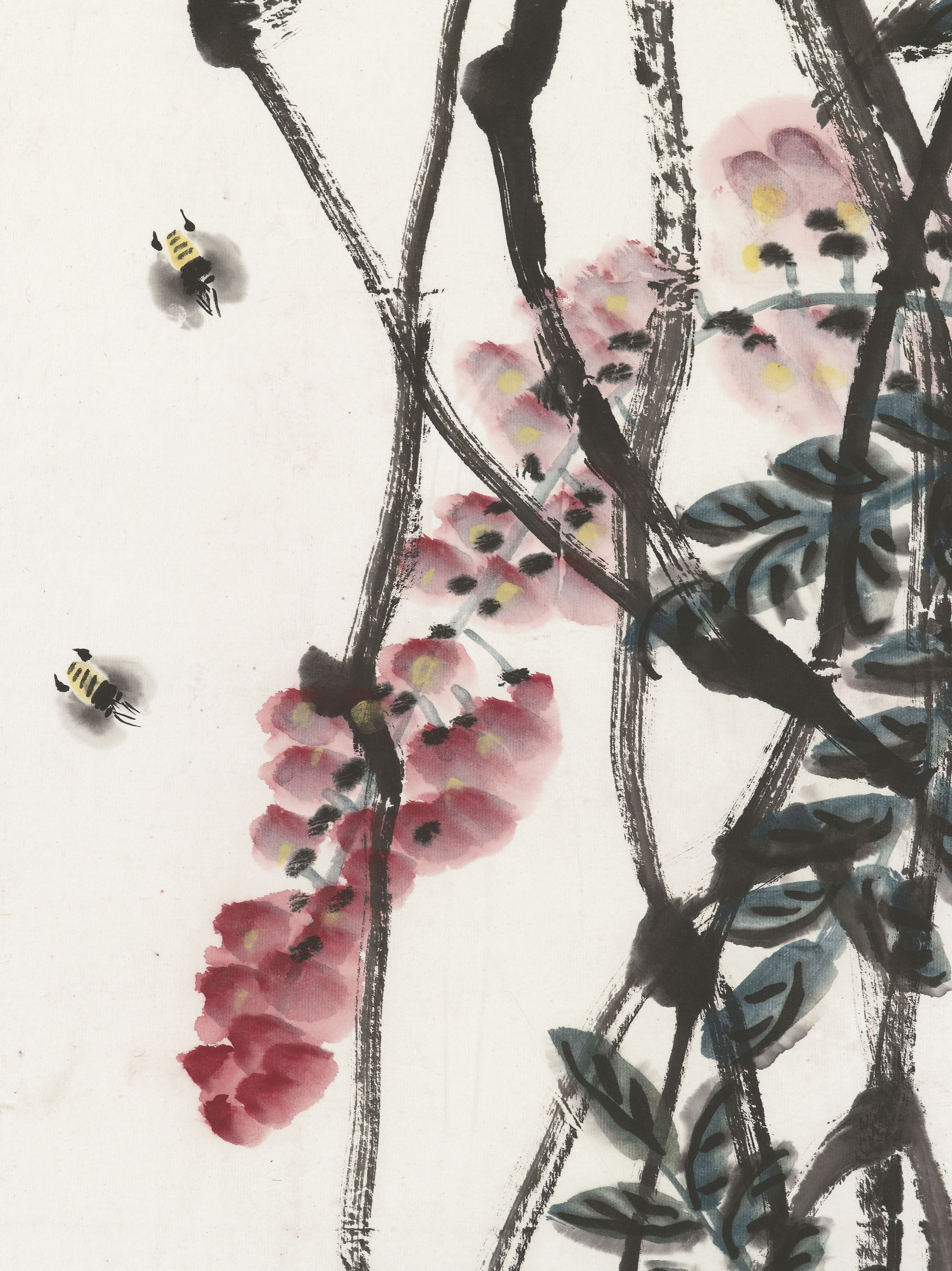 Qi Baishi — Глицинии и пчелы, изображение 2