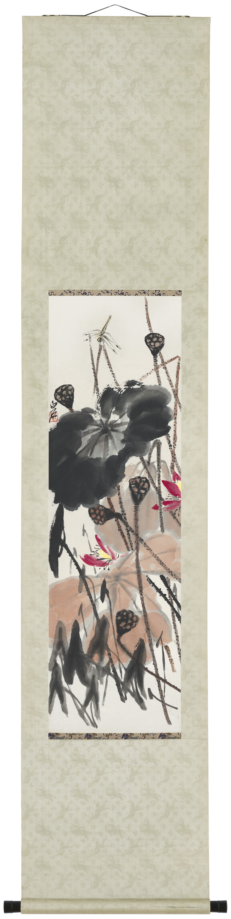 Qi Baishi — Стрекоза пролетает над прудом с лотосами, изображение 2