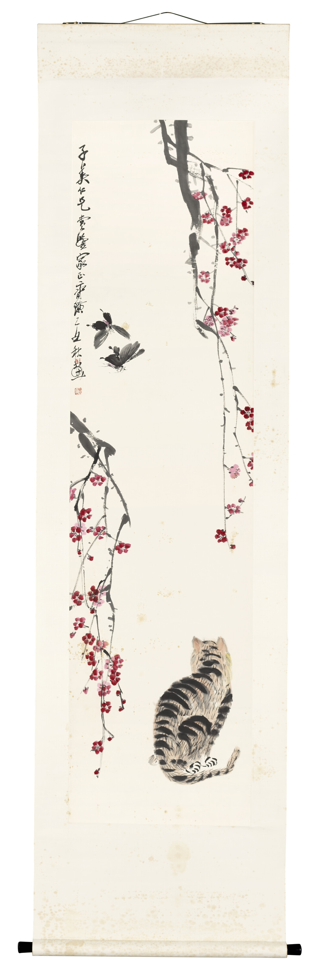 Qi Baishi — Кошка, бабочки и цветы сливы, изображение 2