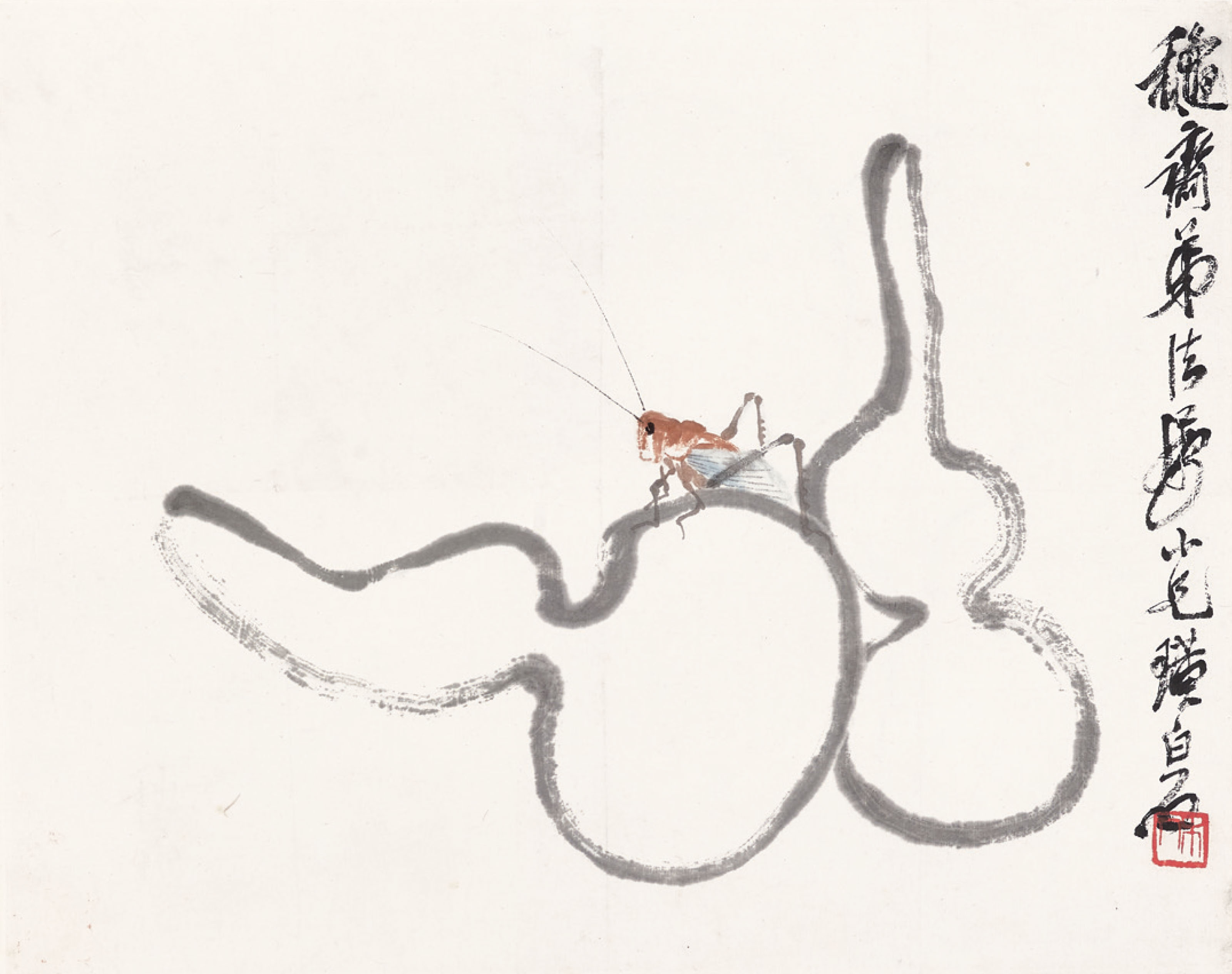 Qi Baishi — Кузнечик и тыква - каллиграфия ／, изображение 3