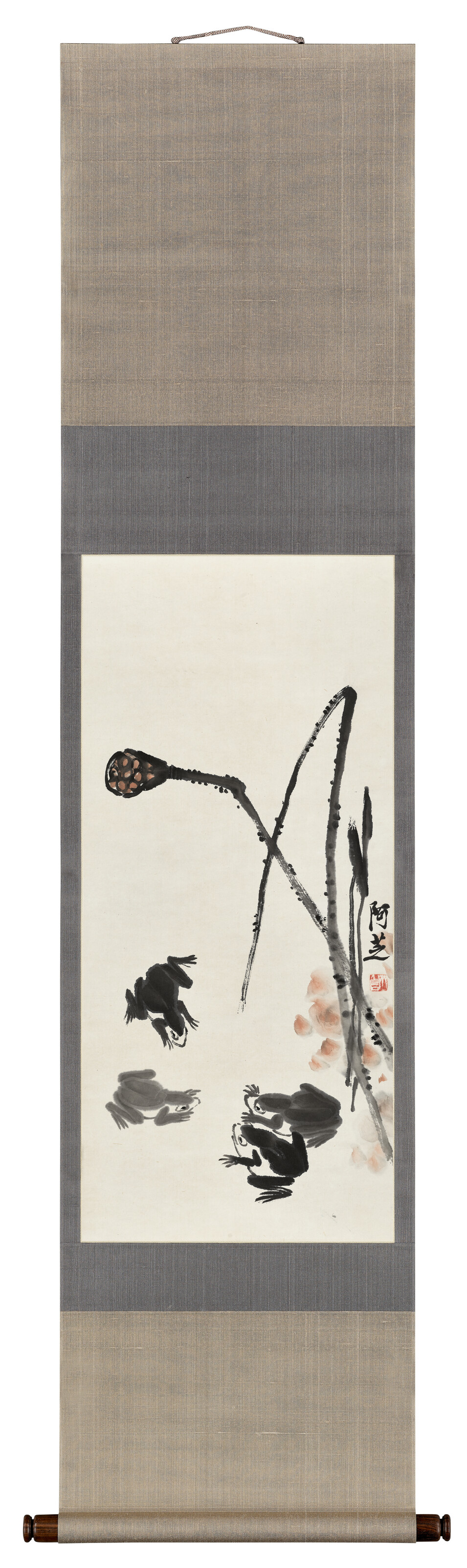 Qi Baishi — Лотос и лягушки, изображение 2