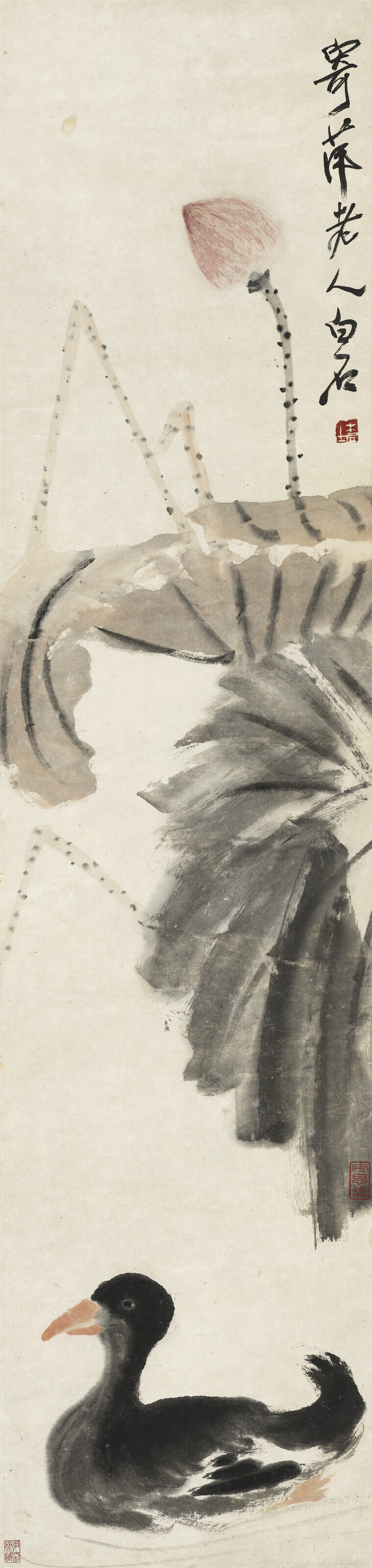 Qi Baishi — Лотос и утка
