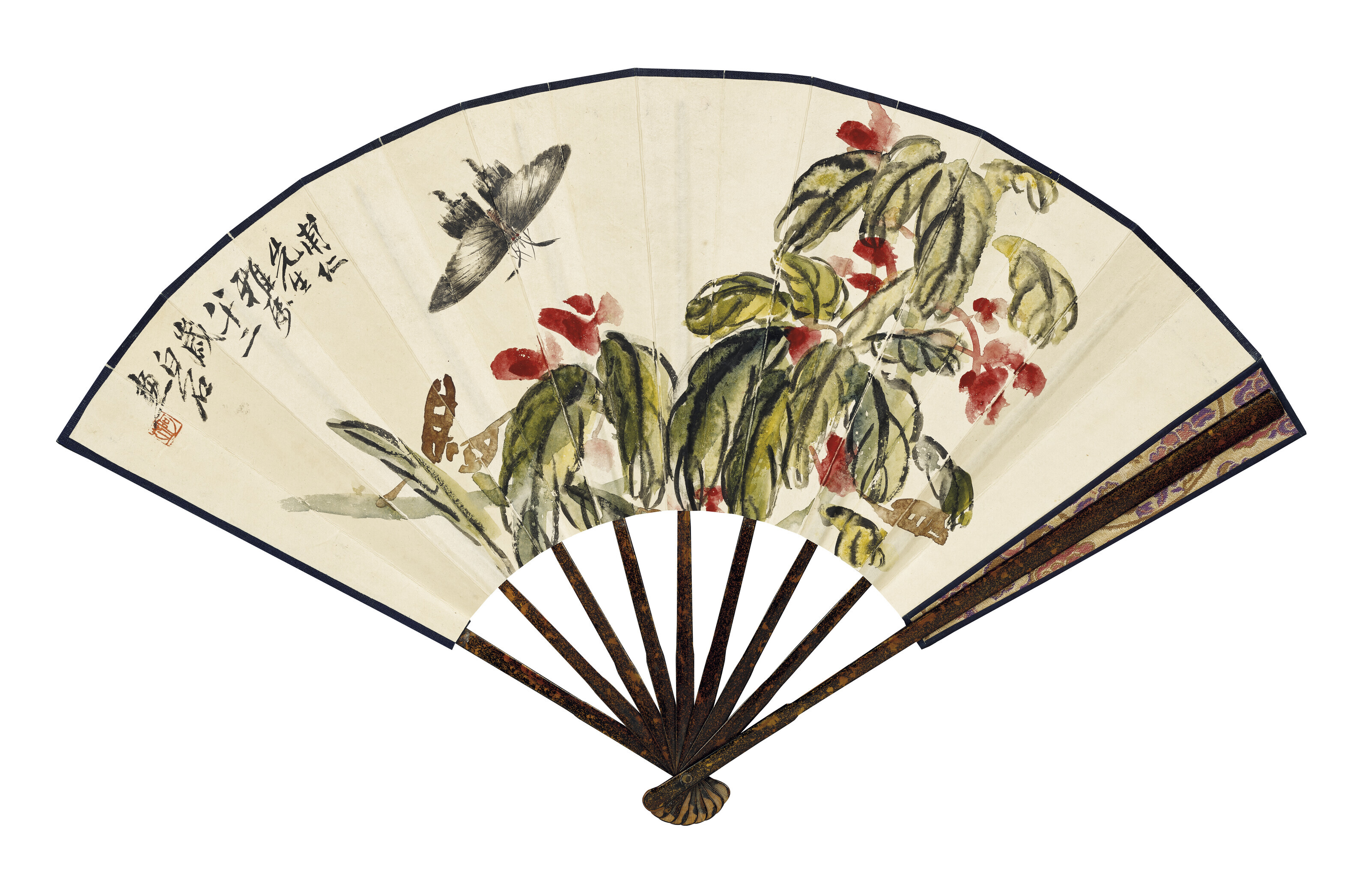 Qi Baishi — Цветок и бабочка