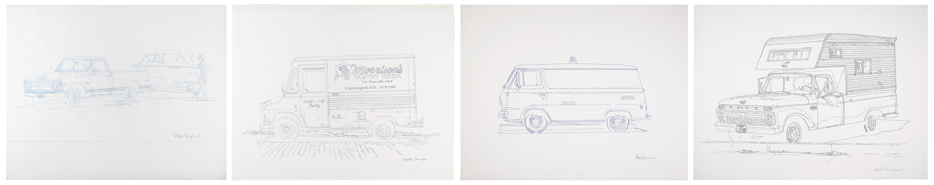 Ralph Goings — GMC с лодкой ; Кондитерская Morrison's Pastry; Фургон ; Ford Camper [Четыре работы]