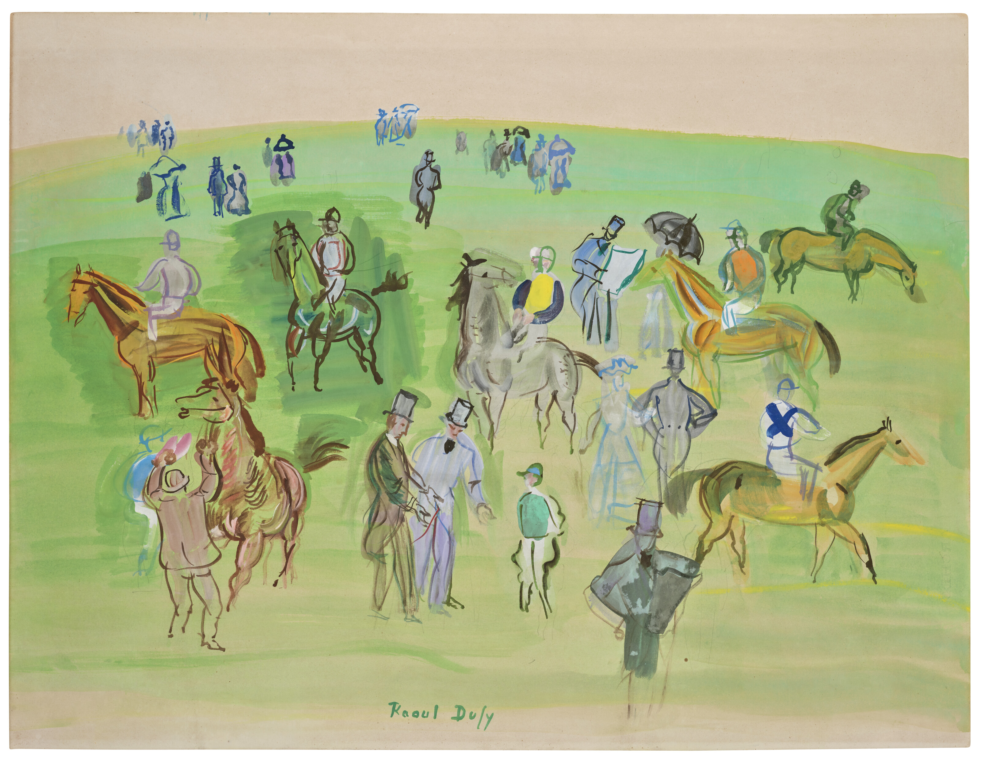Raoul Dufy — Chevaux et Jockeys sur la pelouse, изображение 2