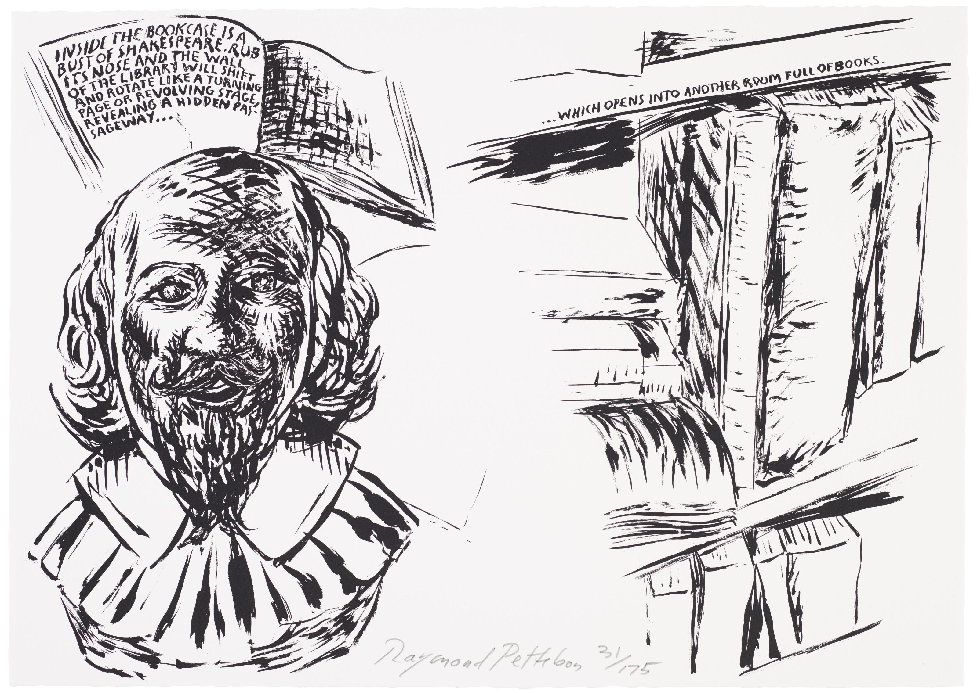 Raymond Pettibon — Untitled (Inside the bookcase...)