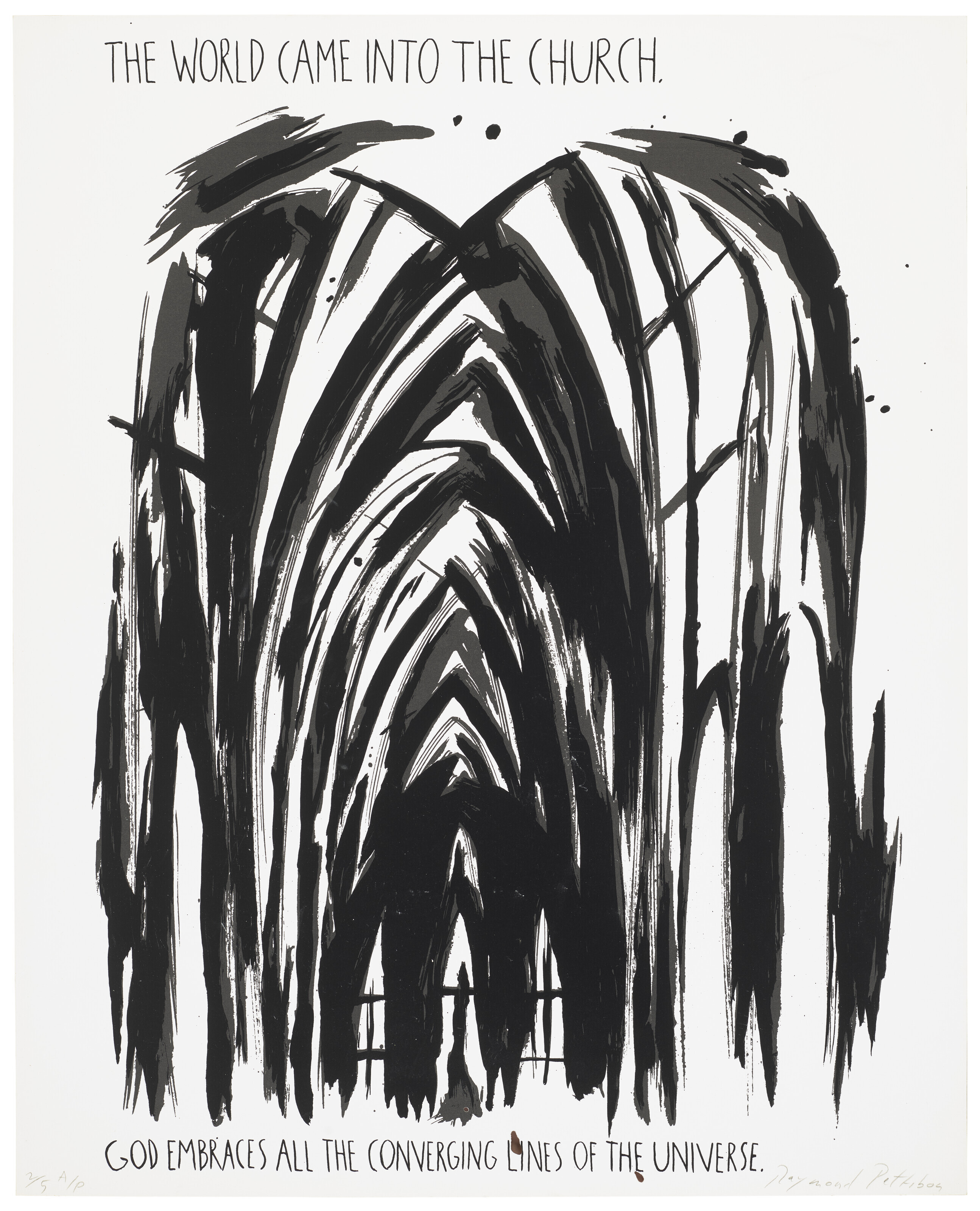 Raymond Pettibon — Untitled (The World Came Unto the Church...), from 12 Prints by Raymond Pettibon