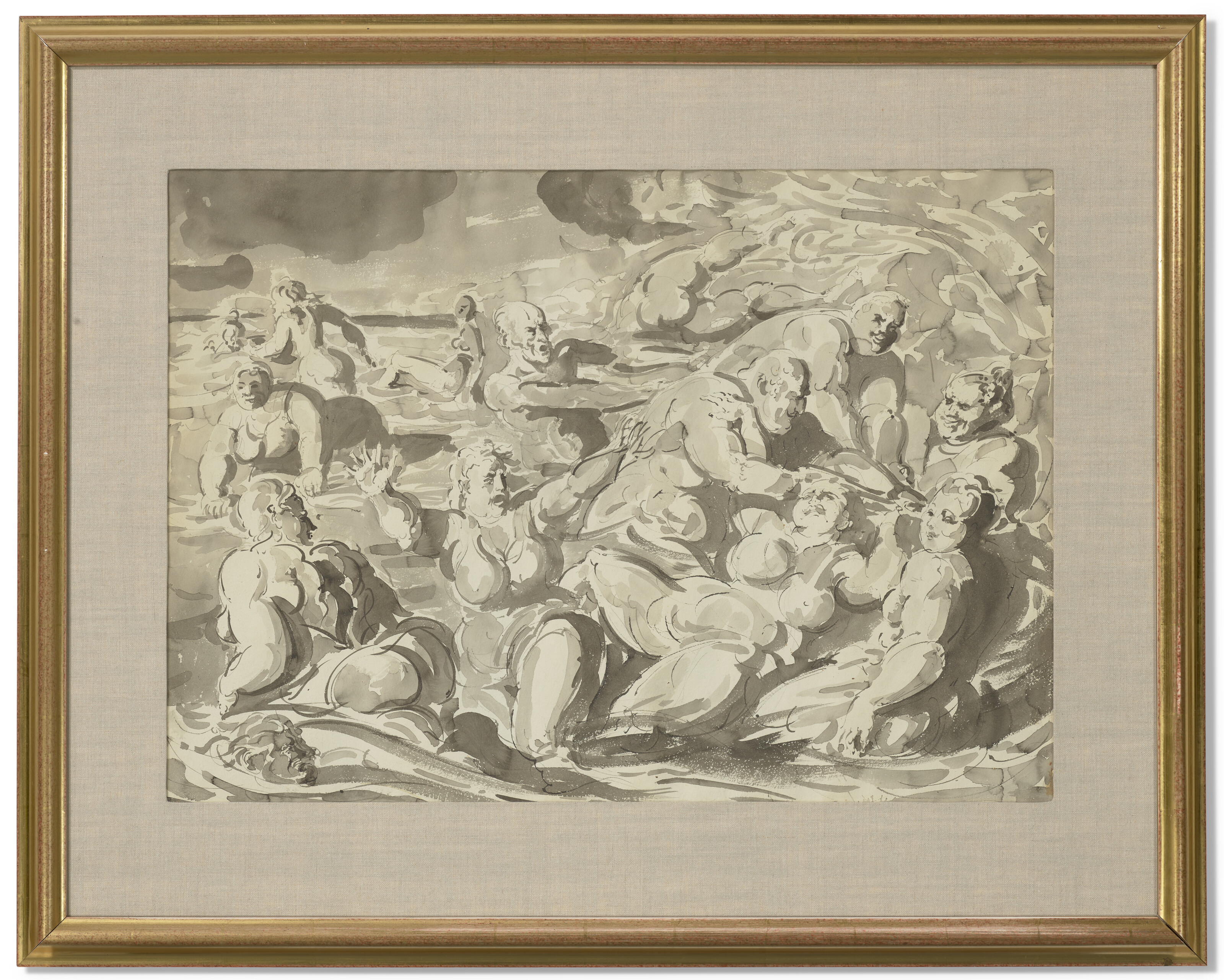Reginald Marsh — Купальщики в прибое: Двусторонняя работа, изображение 2