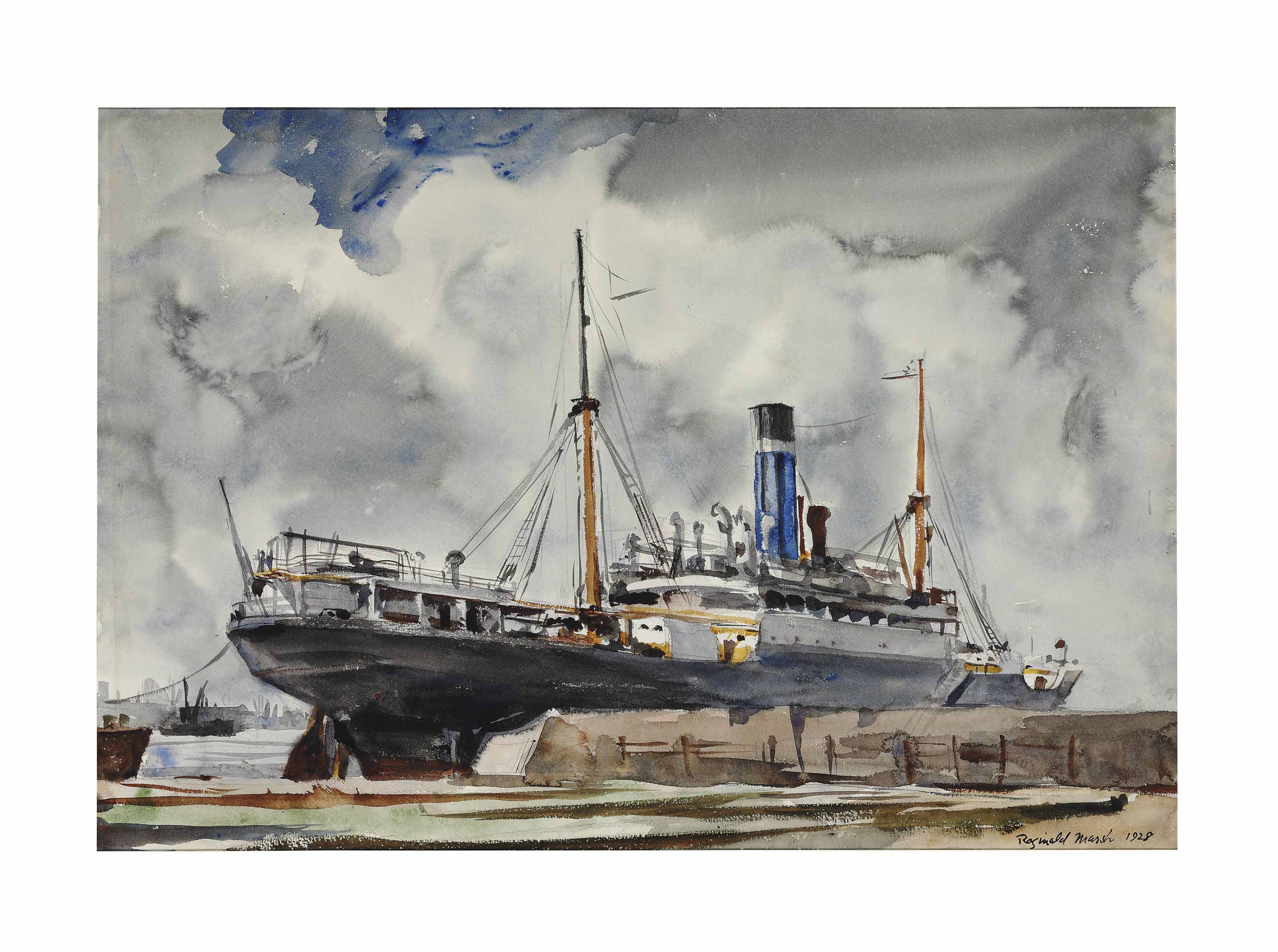 Reginald Marsh — Корабли в доке