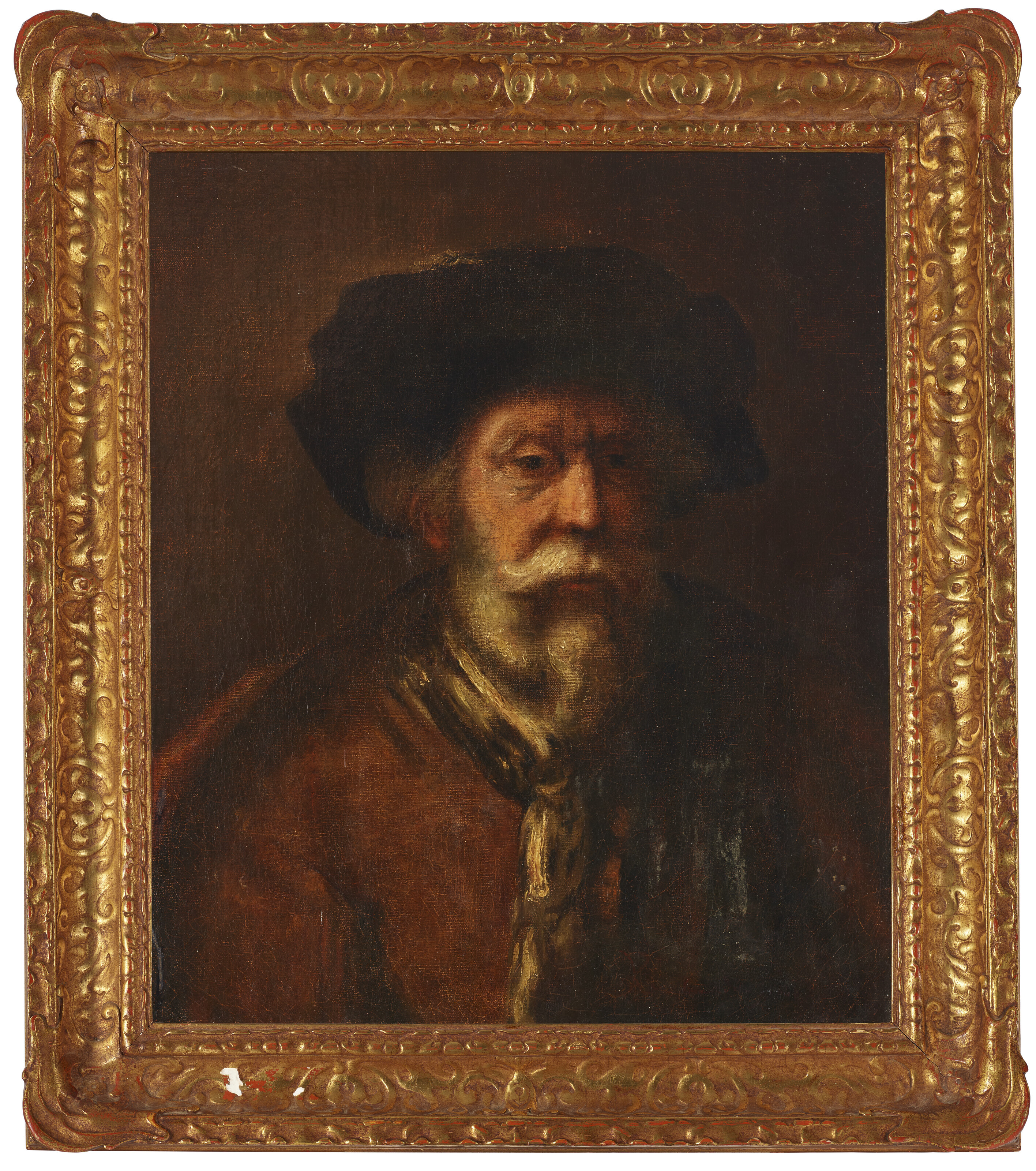 Rembrandt van Rijn — Портрет старика, во весь рост, в черной шляпе, изображение 2