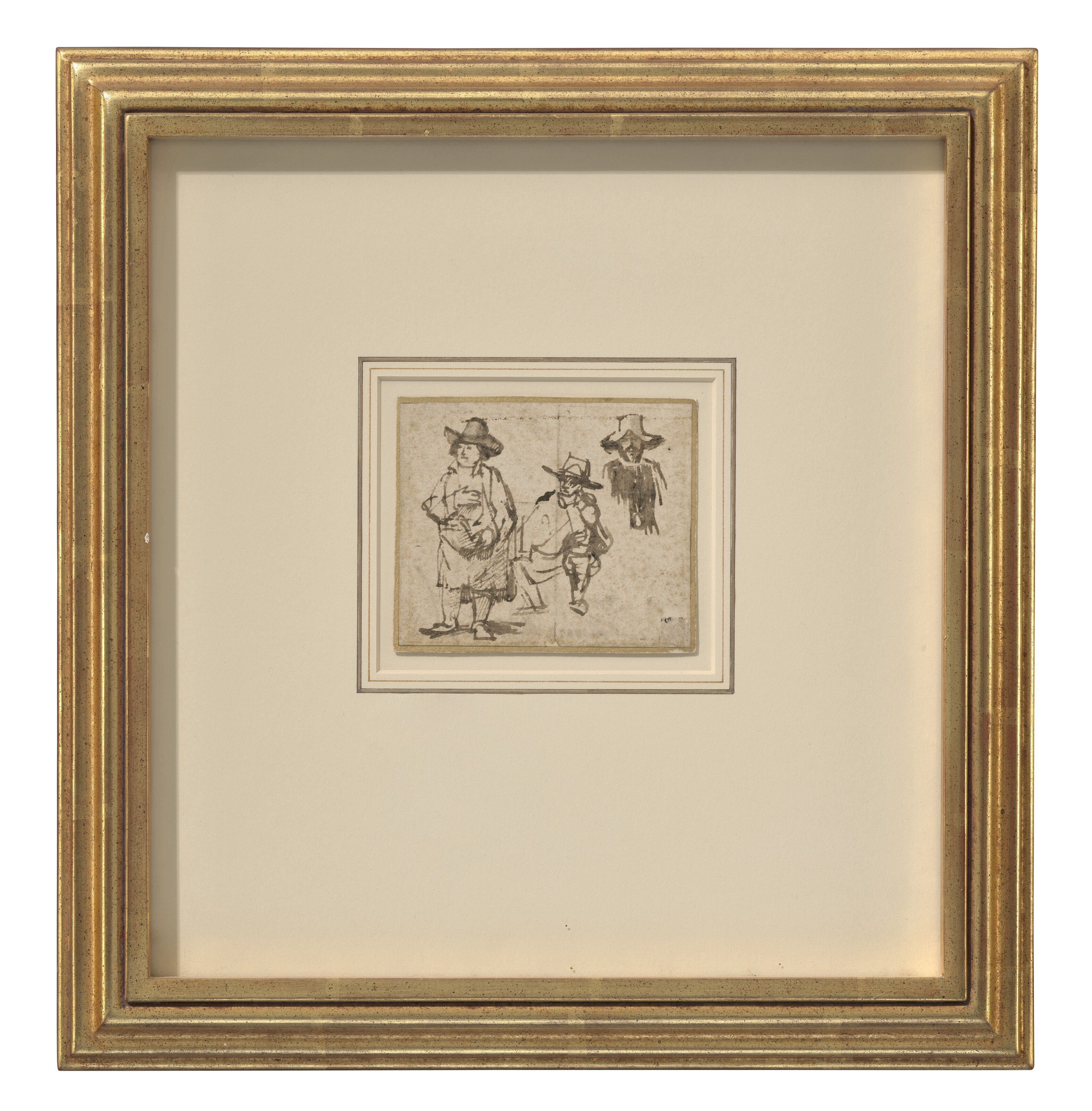 Rembrandt van Rijn — Три исследования мужчин, носящих шляпы, изображение 2
