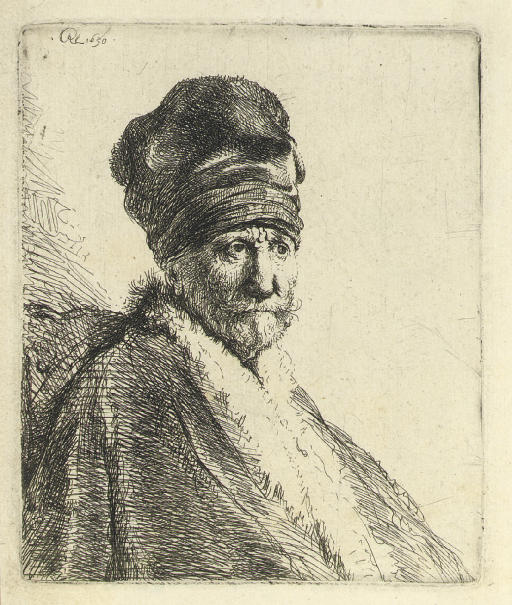 Rembrandt van Rijn — Бюст мужчины в высокой фуражке: (Отец художника?) (Б., Зал. 321; ч. 22)
