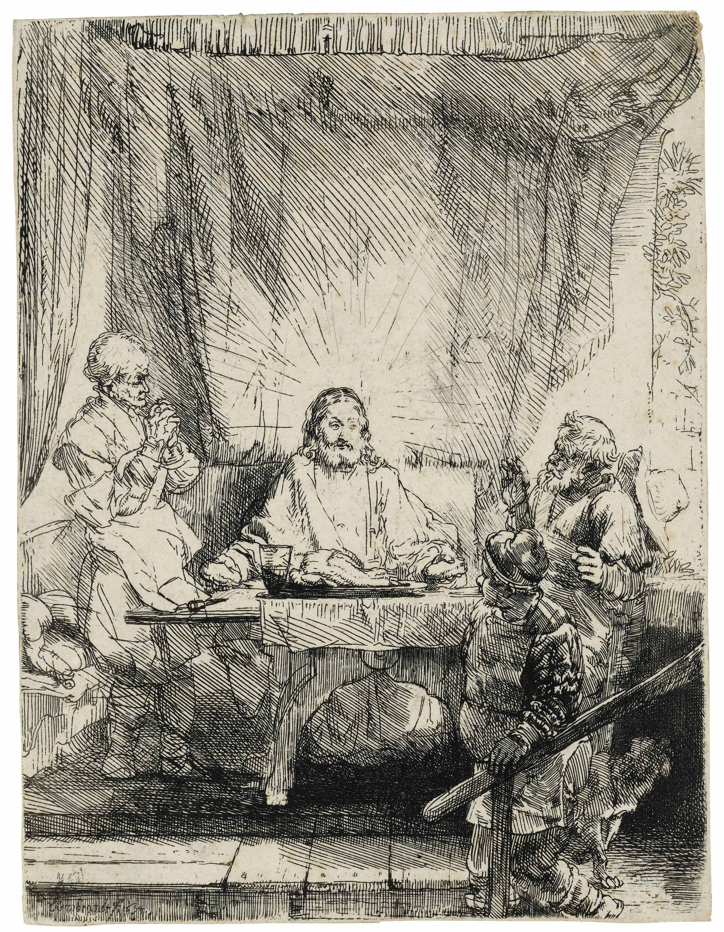 Rembrandt van Rijn — Христос в Эммаусе: большая тарелка