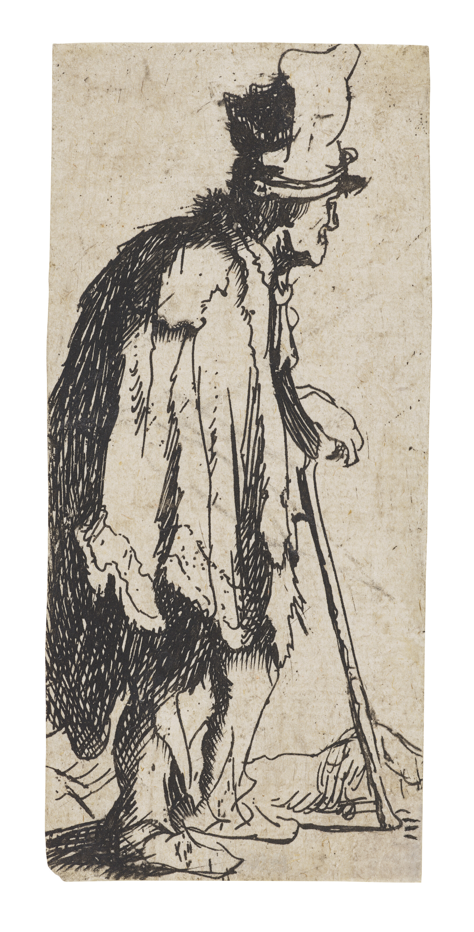 Rembrandt van Rijn — Нищий с искалеченной рукой, опирающийся на палку
