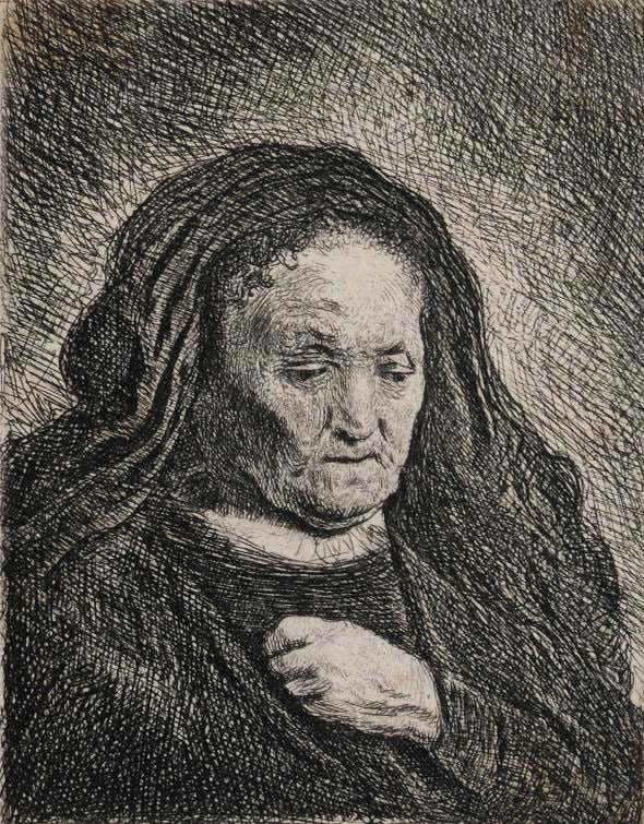 Rembrandt van Rijn — Мать художника с рукой на груди: Маленький бюст (Bartsch, Hollstein 349; Hind 51)